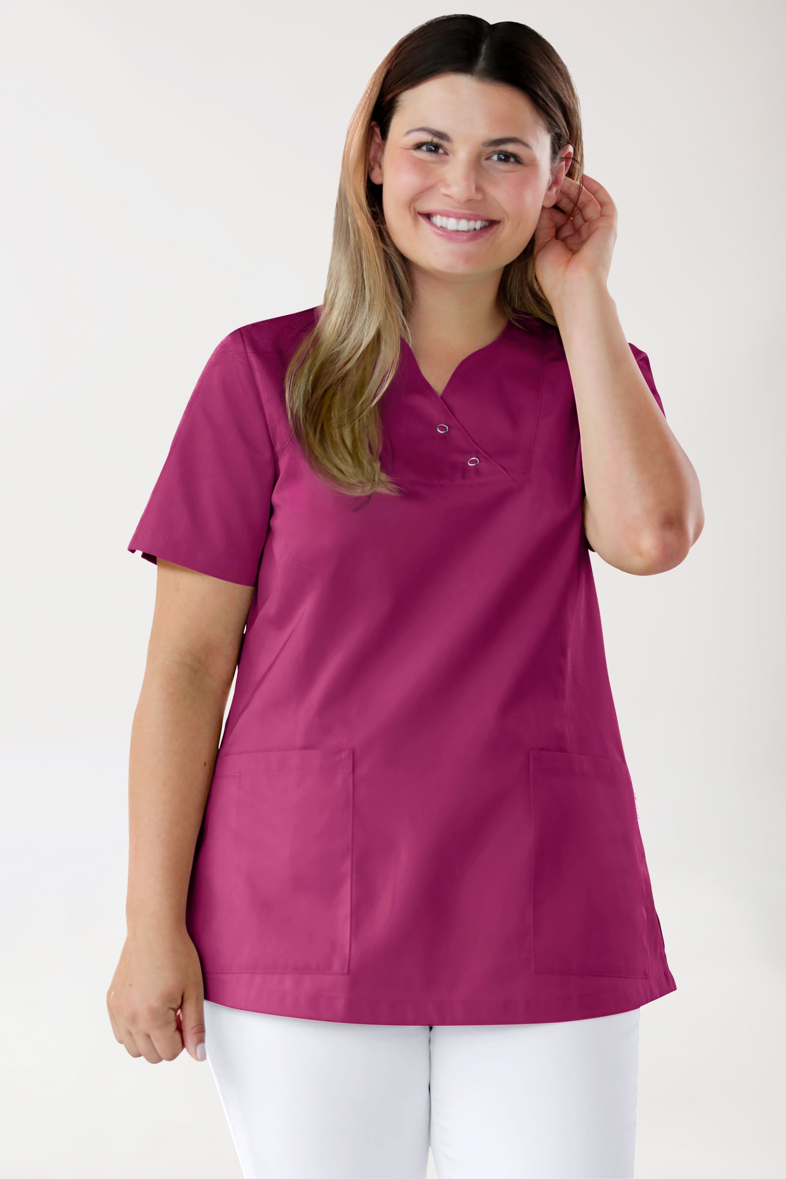 CORE oversteektuniek dames curved fit - met drukknopen berry