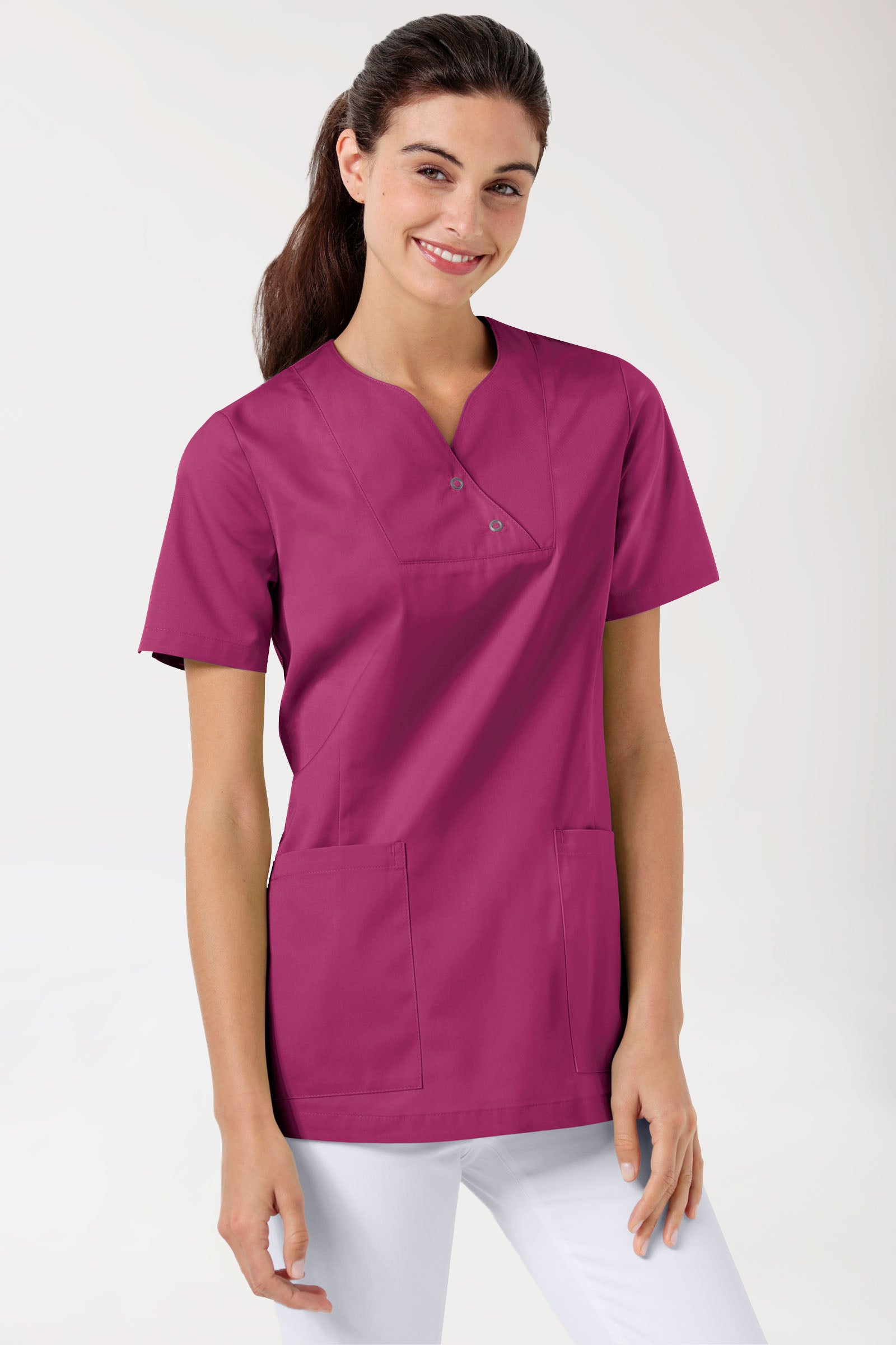 CORE oversteektuniek dames curved fit - met drukknopen berry