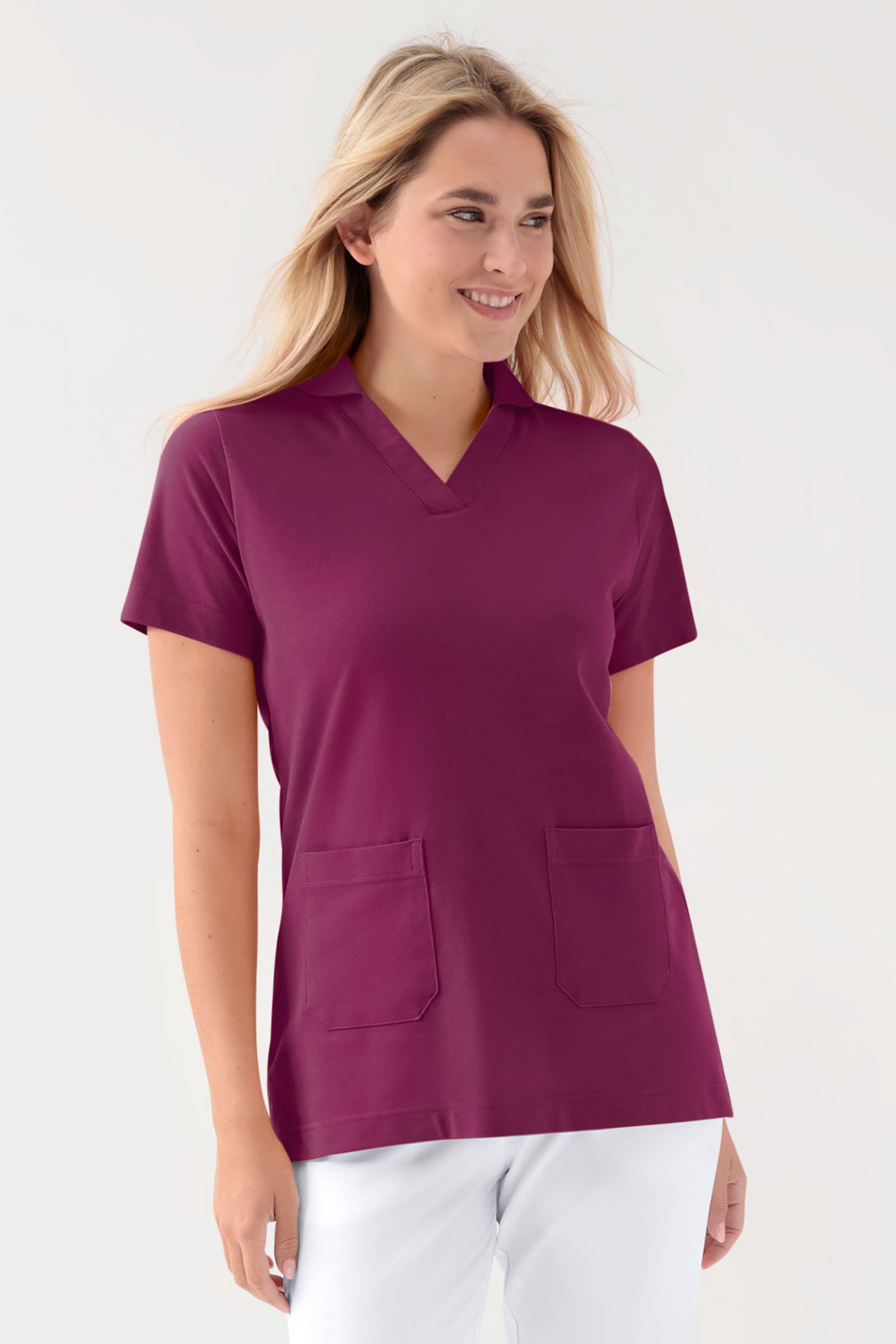 COMFY FLEX stretch oversteektuniek dames - sjaalkraag berry