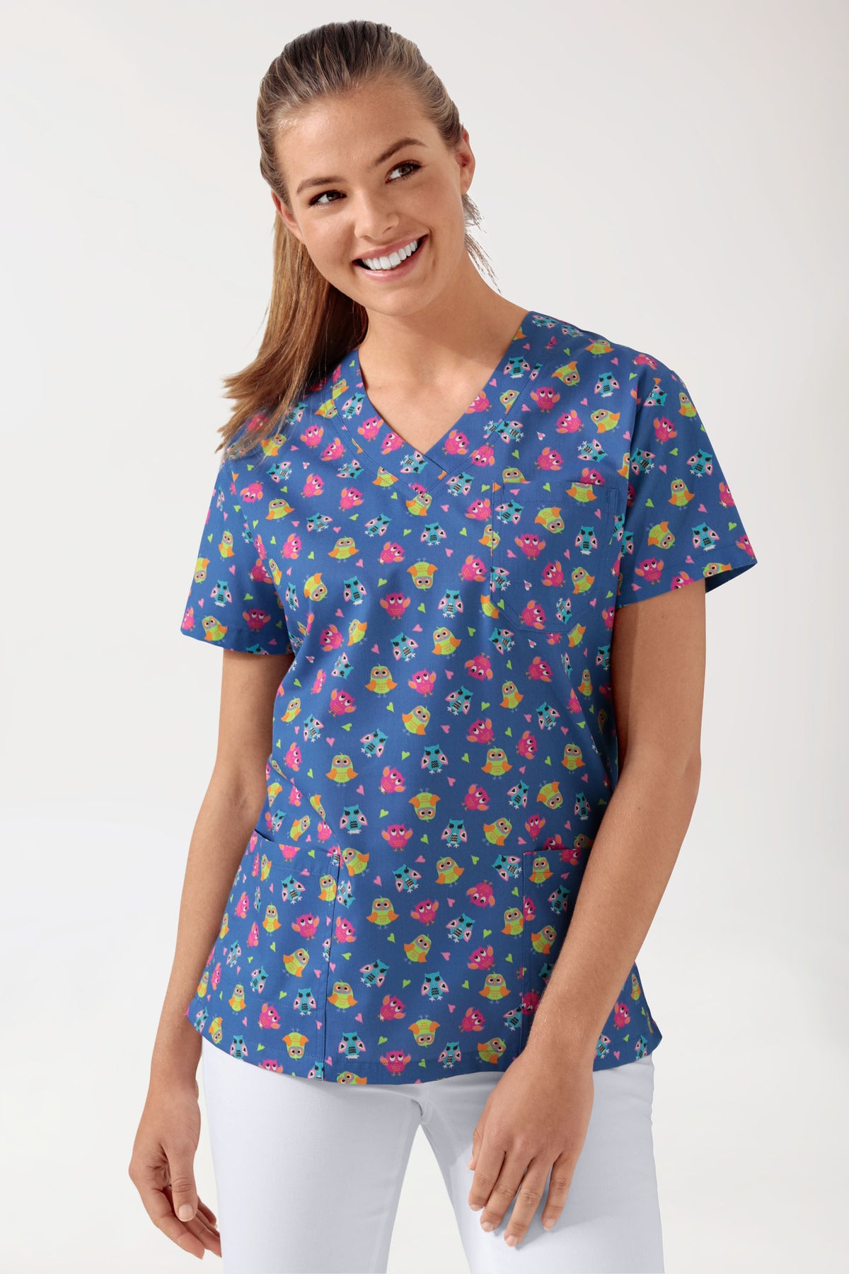 Lichte oversteektuniek - all-over print blauw/bont, Voorzijde view 