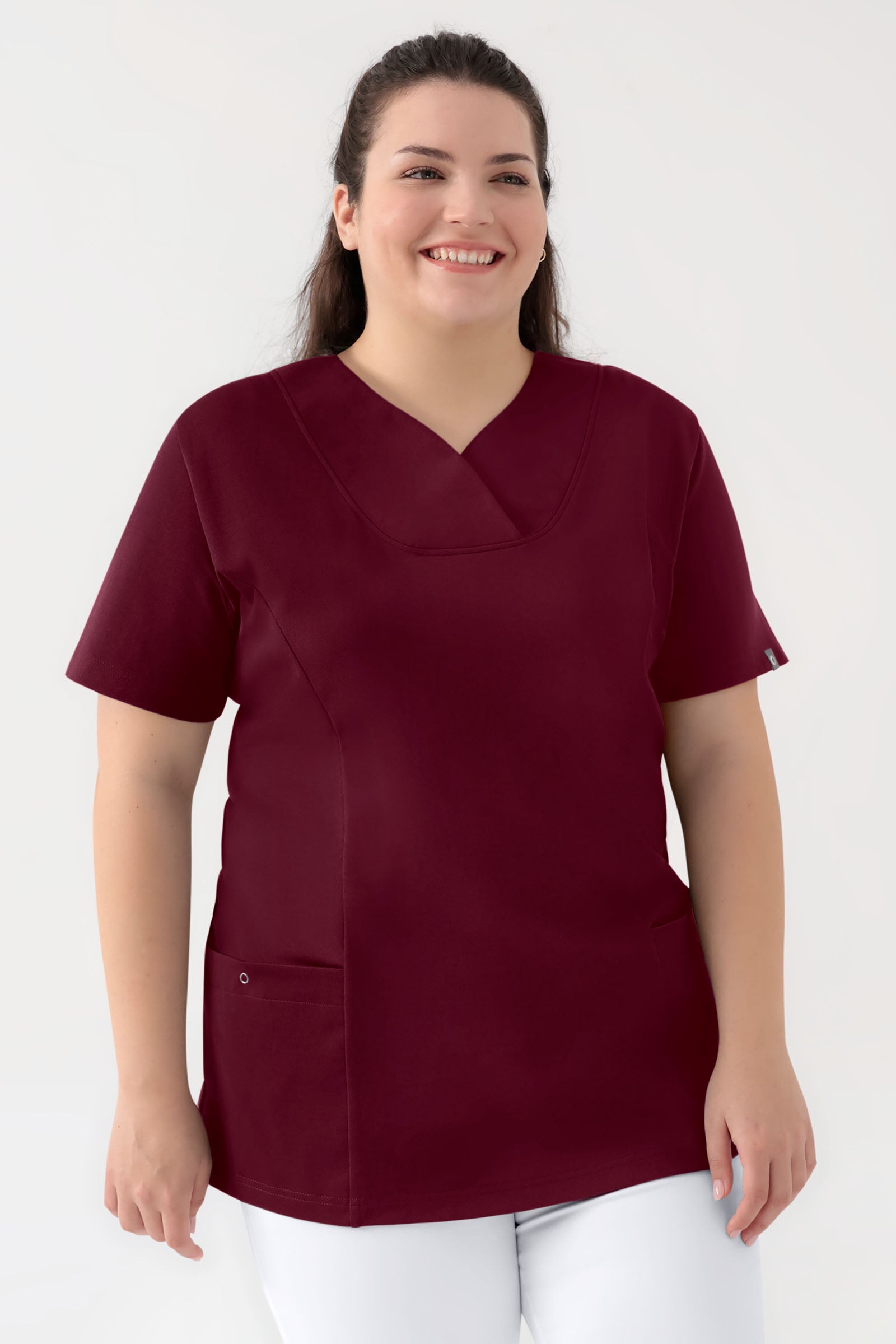 COMFY FLEX stretch oversteektuniek dames - hartvormige hals bordeaux, Voorzijde view 