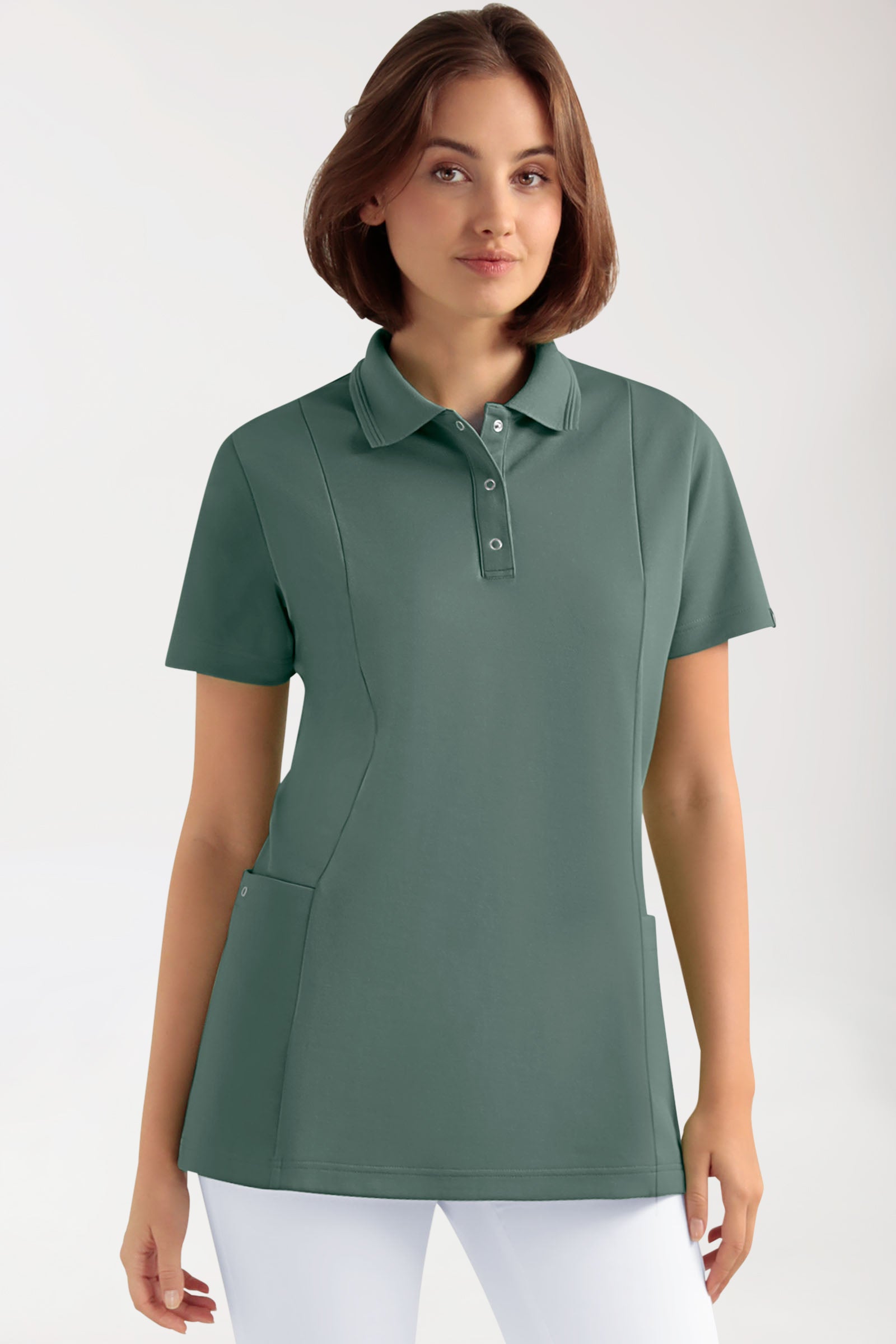 COMFY FLEX Stretch oversteektuniek dames - polokraag donkergroen