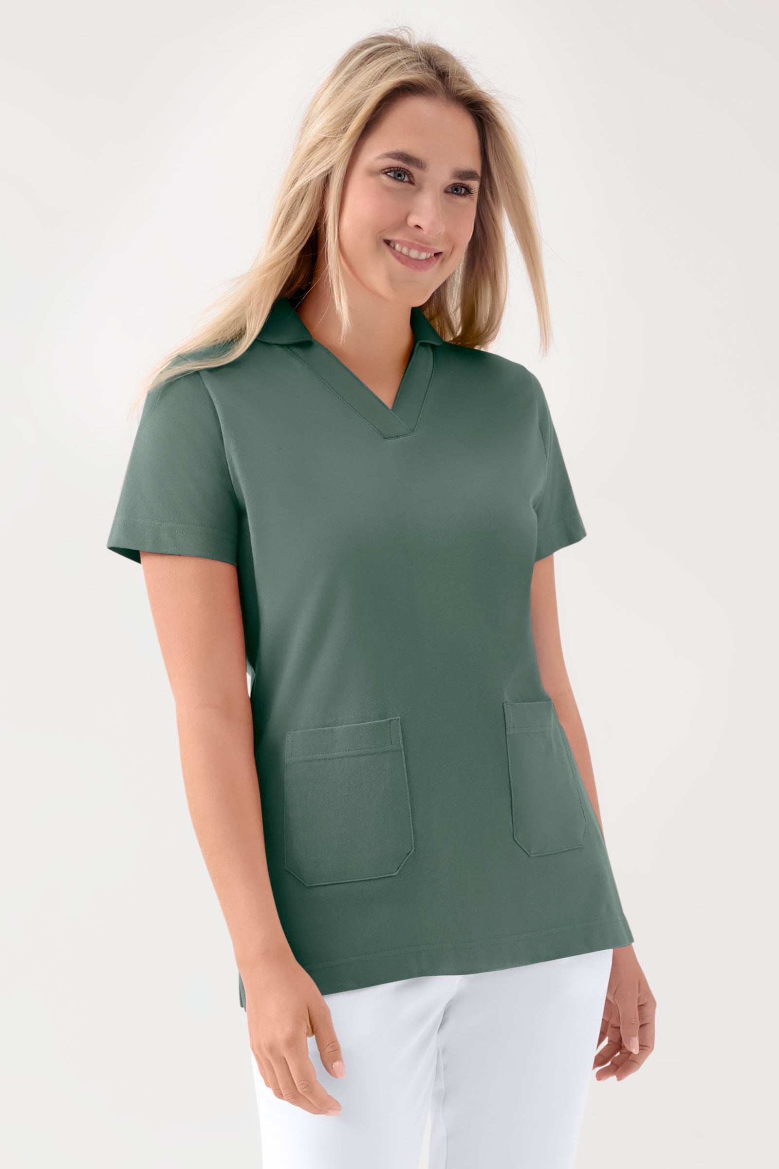 COMFY FLEX stretch oversteektuniek dames - sjaalkraag donkergroen