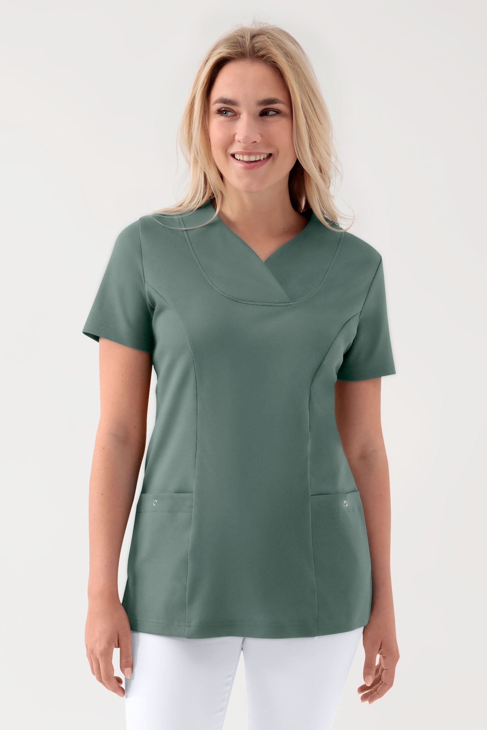 COMFY FLEX stretch oversteektuniek dames - hartvormige hals donkergroen