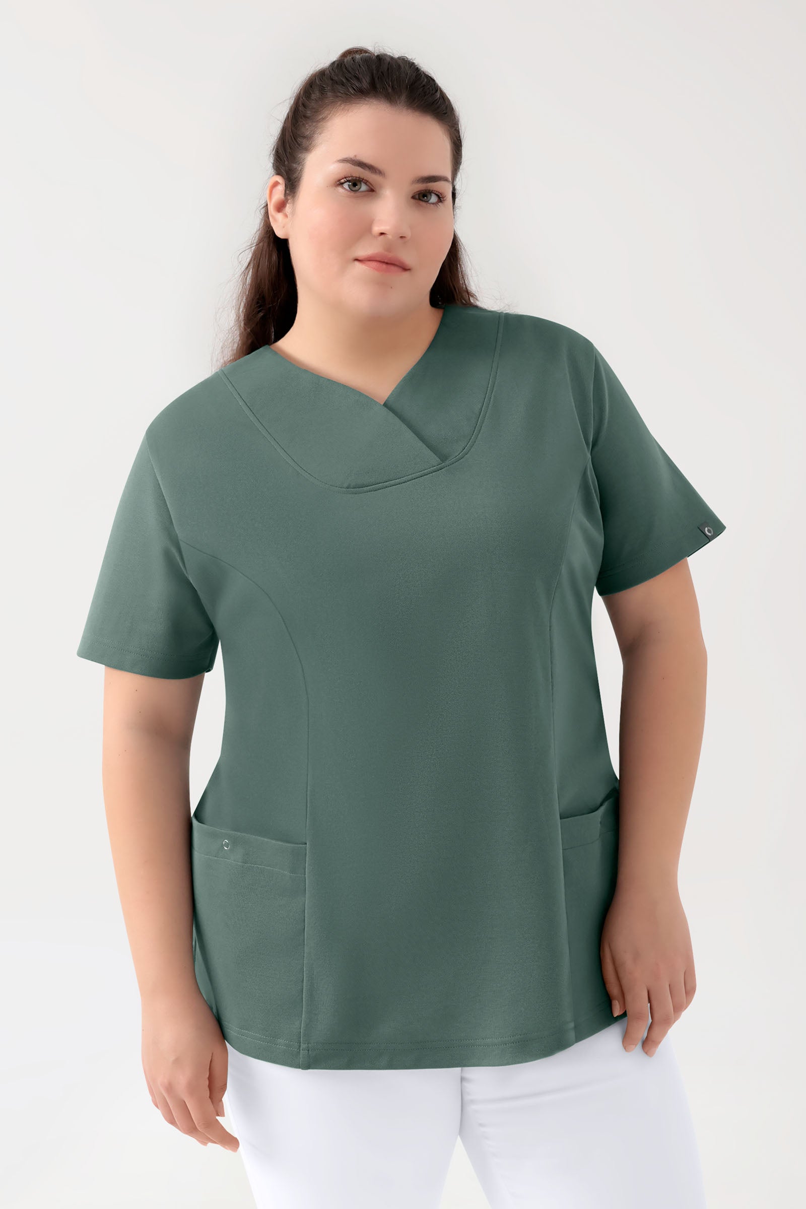 COMFY FLEX stretch oversteektuniek dames - hartvormige hals donkergroen