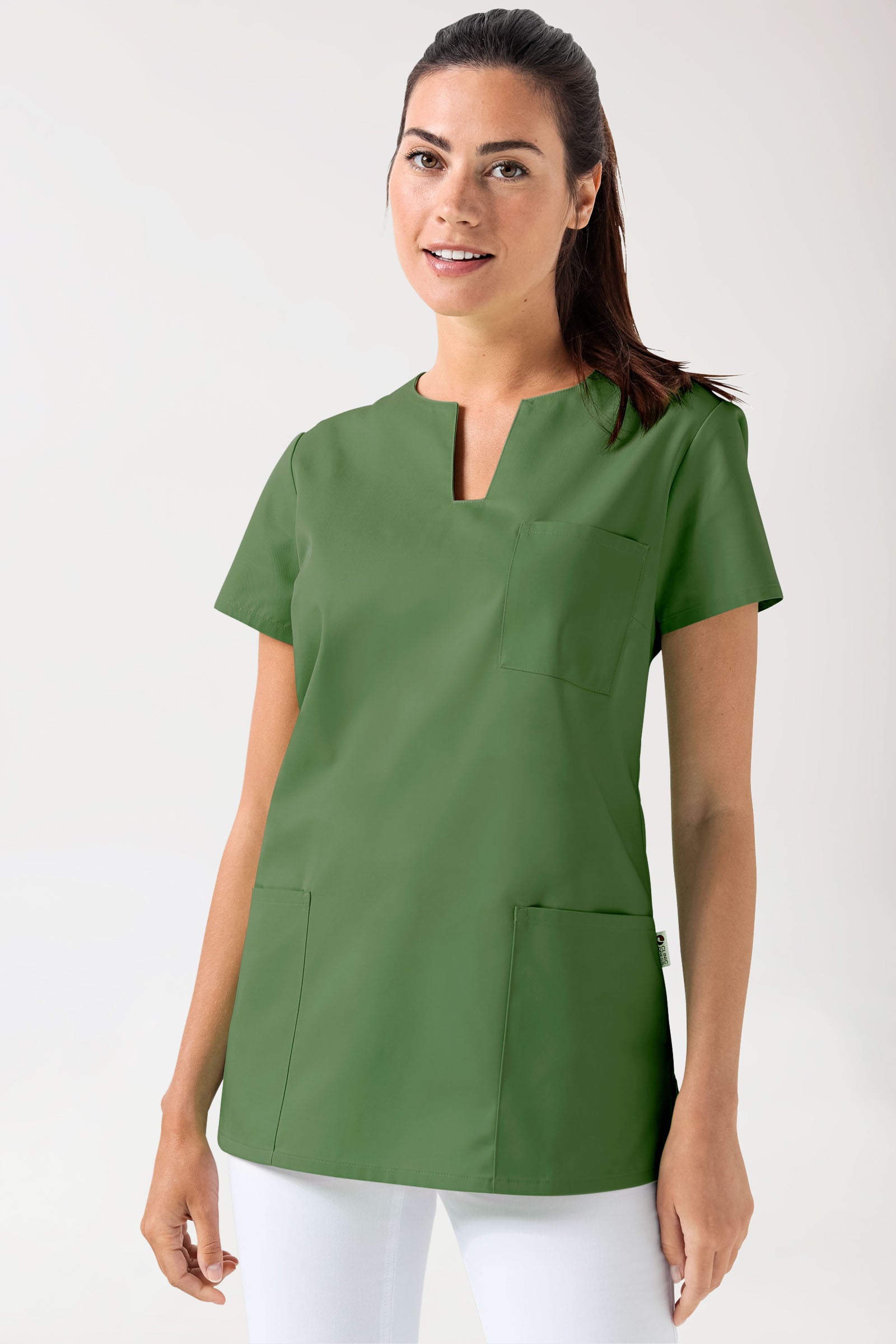 JUST STRONG oversteektuniek dames - hoekige hals grasgroen