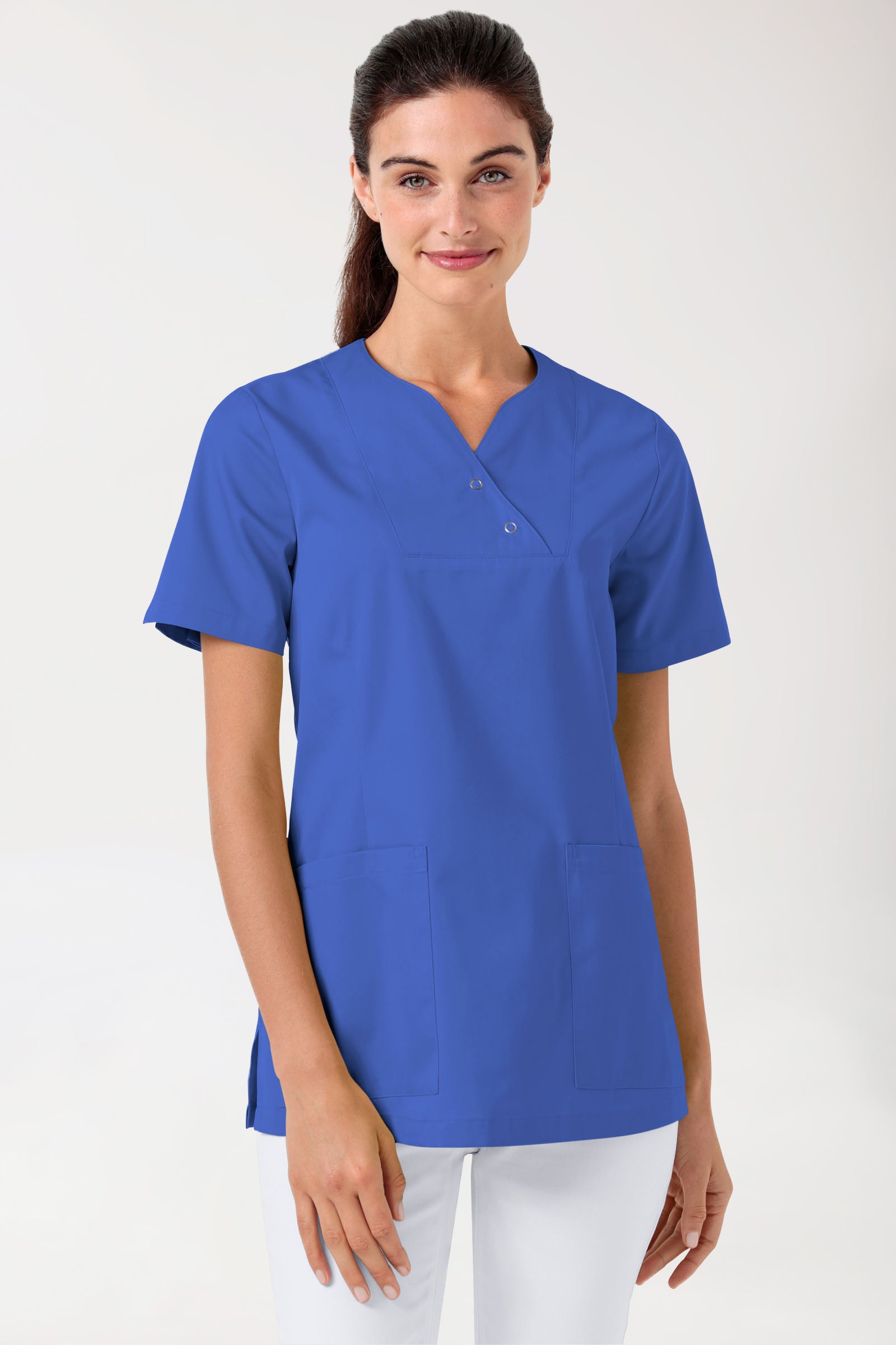 CORE oversteektuniek dames curved fit - met drukknopen koningsblauw