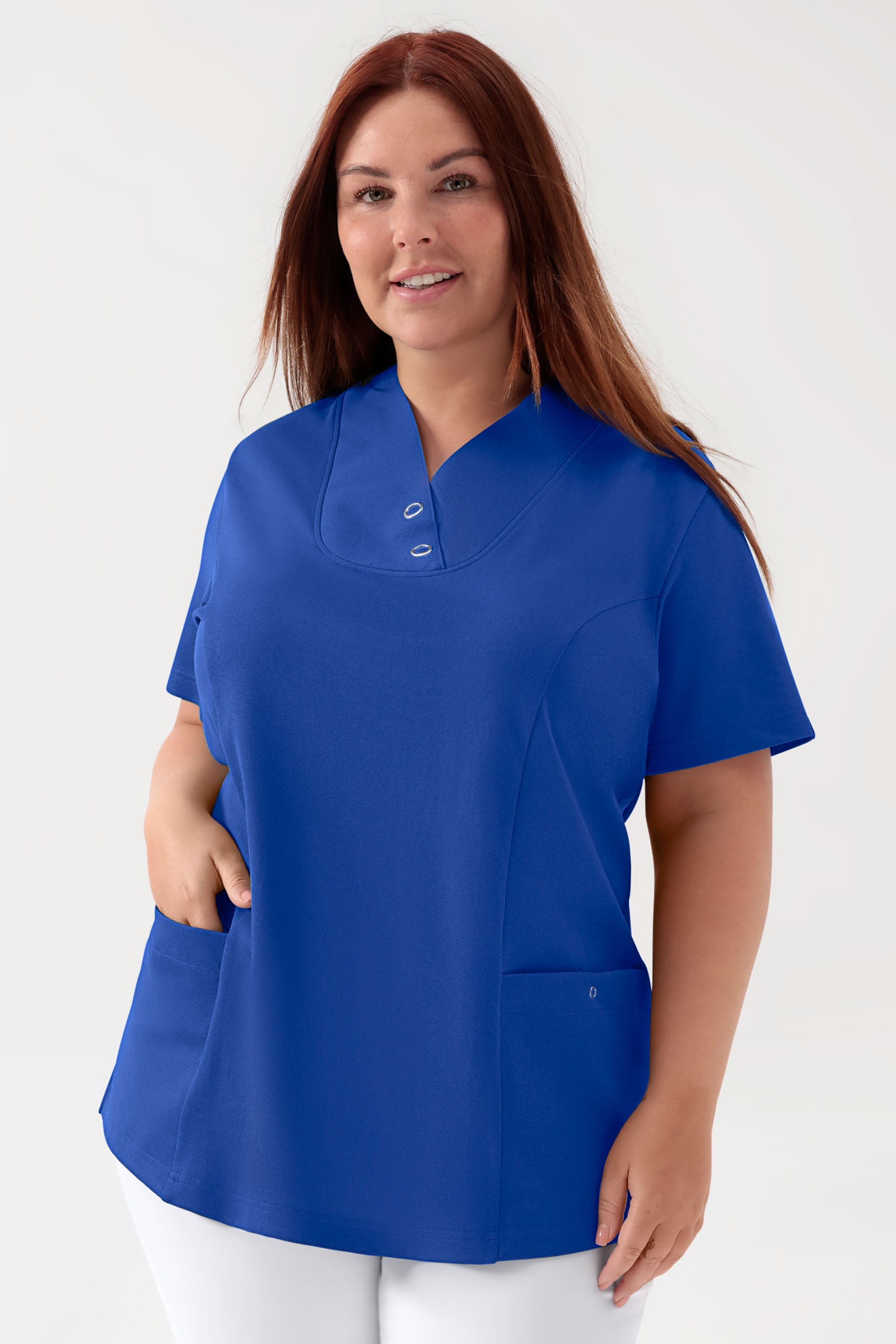 COMFY FLEX stretch oversteektuniek dames - met drukknopen koningsblauw