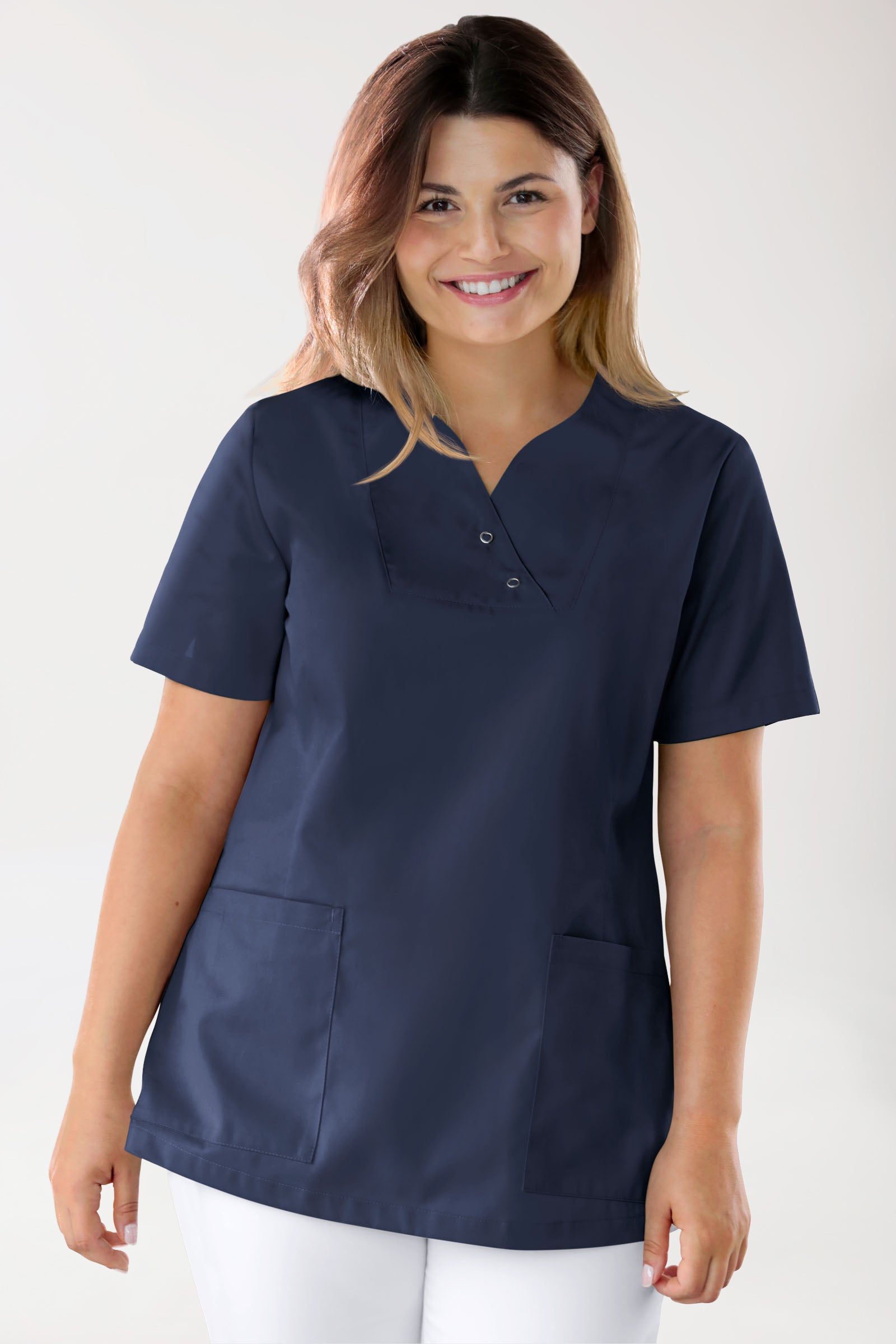 CORE oversteektuniek dames curved fit - met drukknopen navy
