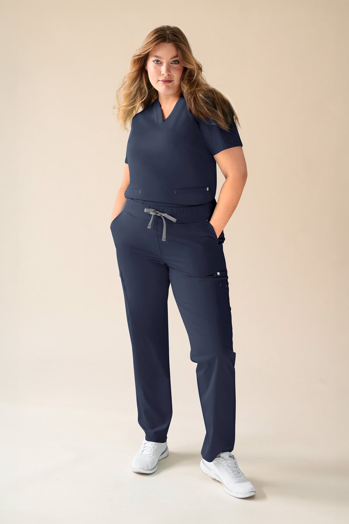 KAERE oversteektuniek dames -3-pack- v-hals navy, Voorzijde view 