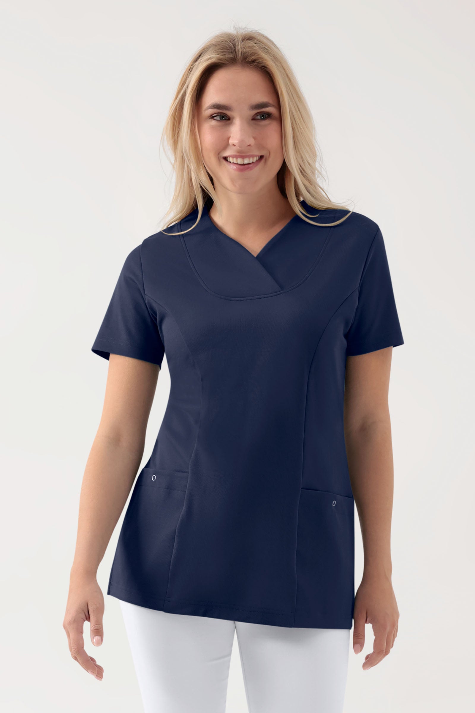 COMFY FLEX stretch oversteektuniek dames - hartvormige hals navy