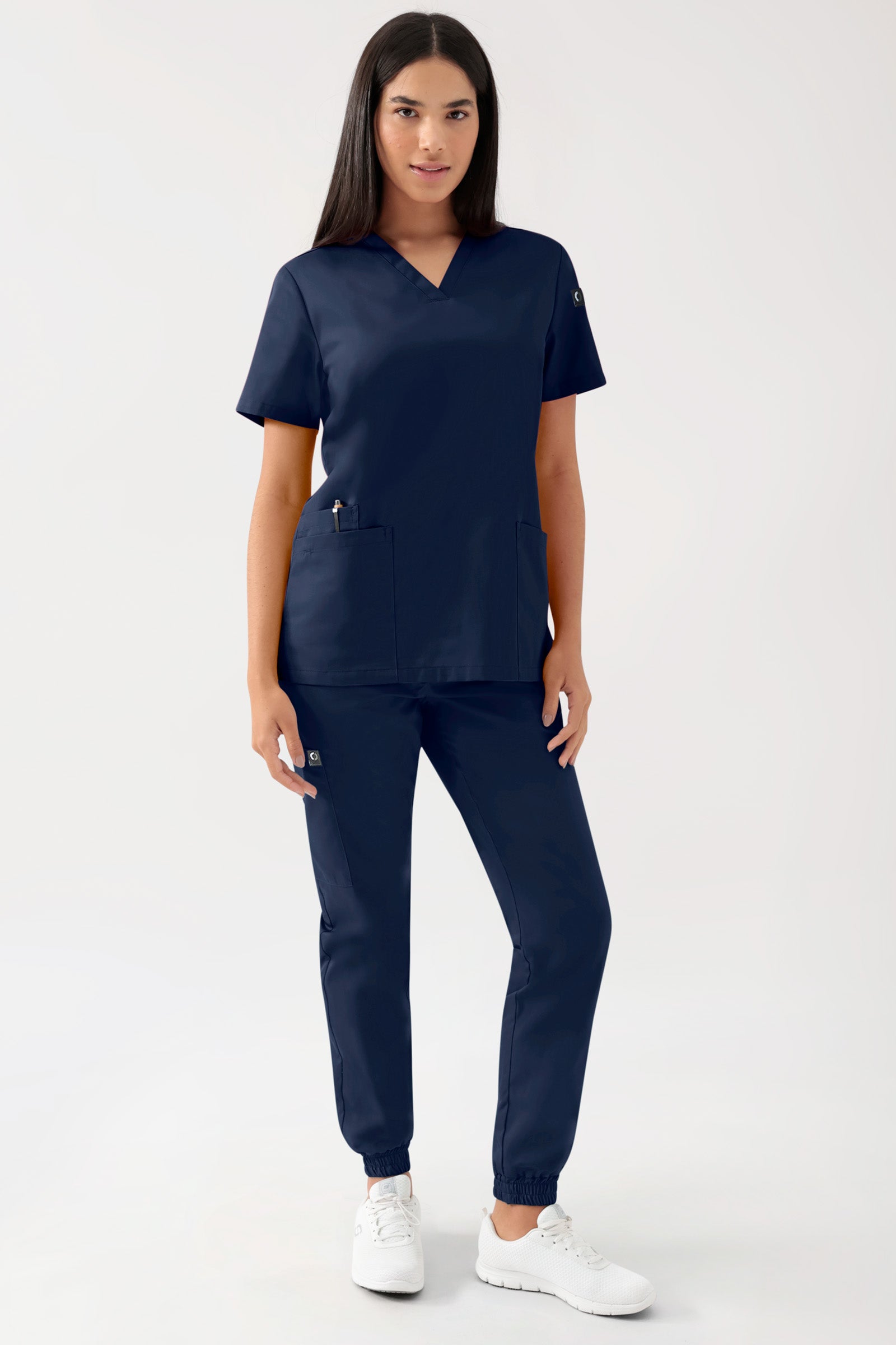 GREEN Stretch oversteektuniek dames - V-hals navy