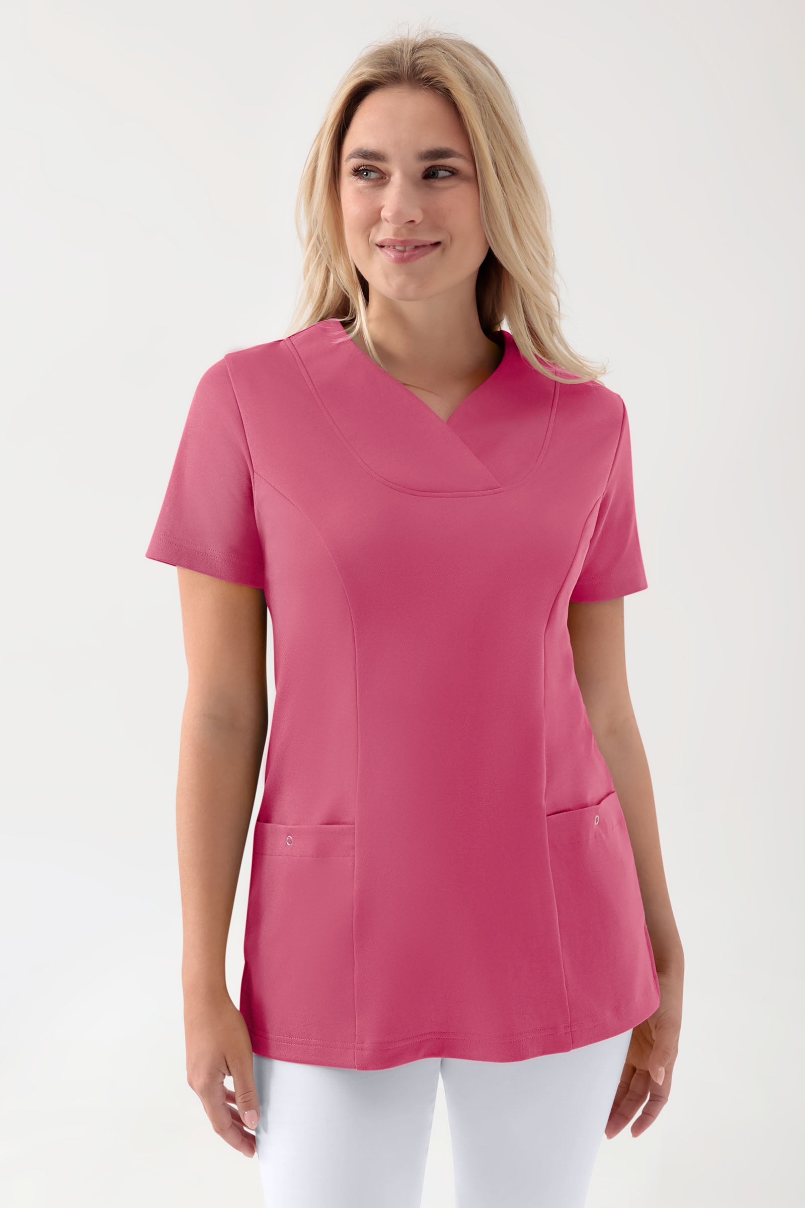 COMFY FLEX stretch oversteektuniek dames - hartvormige hals oud rose, Voorzijde view 