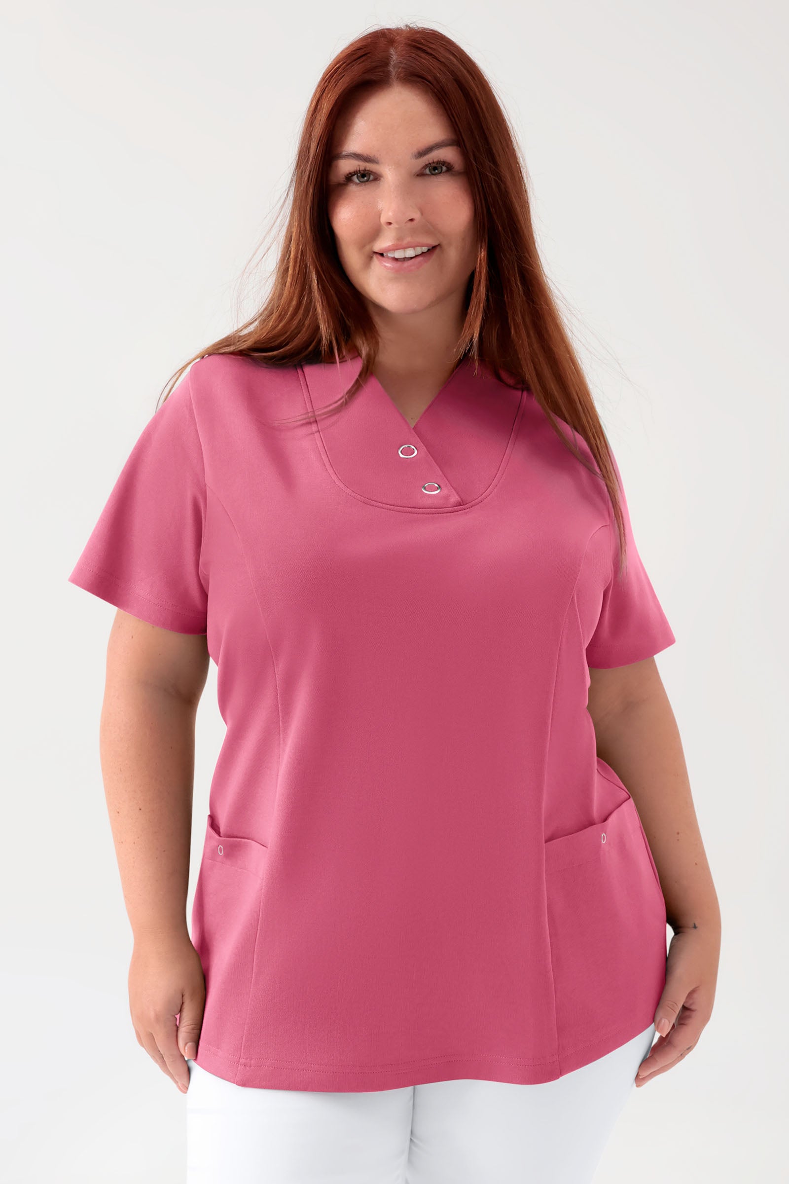COMFY FLEX stretch oversteektuniek dames - met drukknopen oud rose, Voorzijde view 