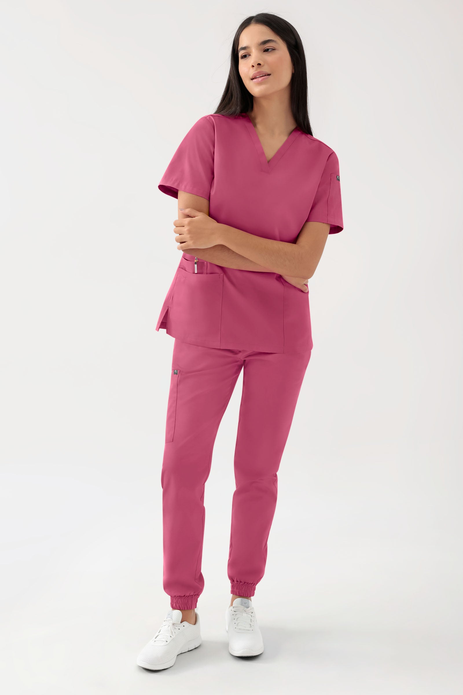 GREEN Stretch oversteektuniek dames - V-hals oud rose