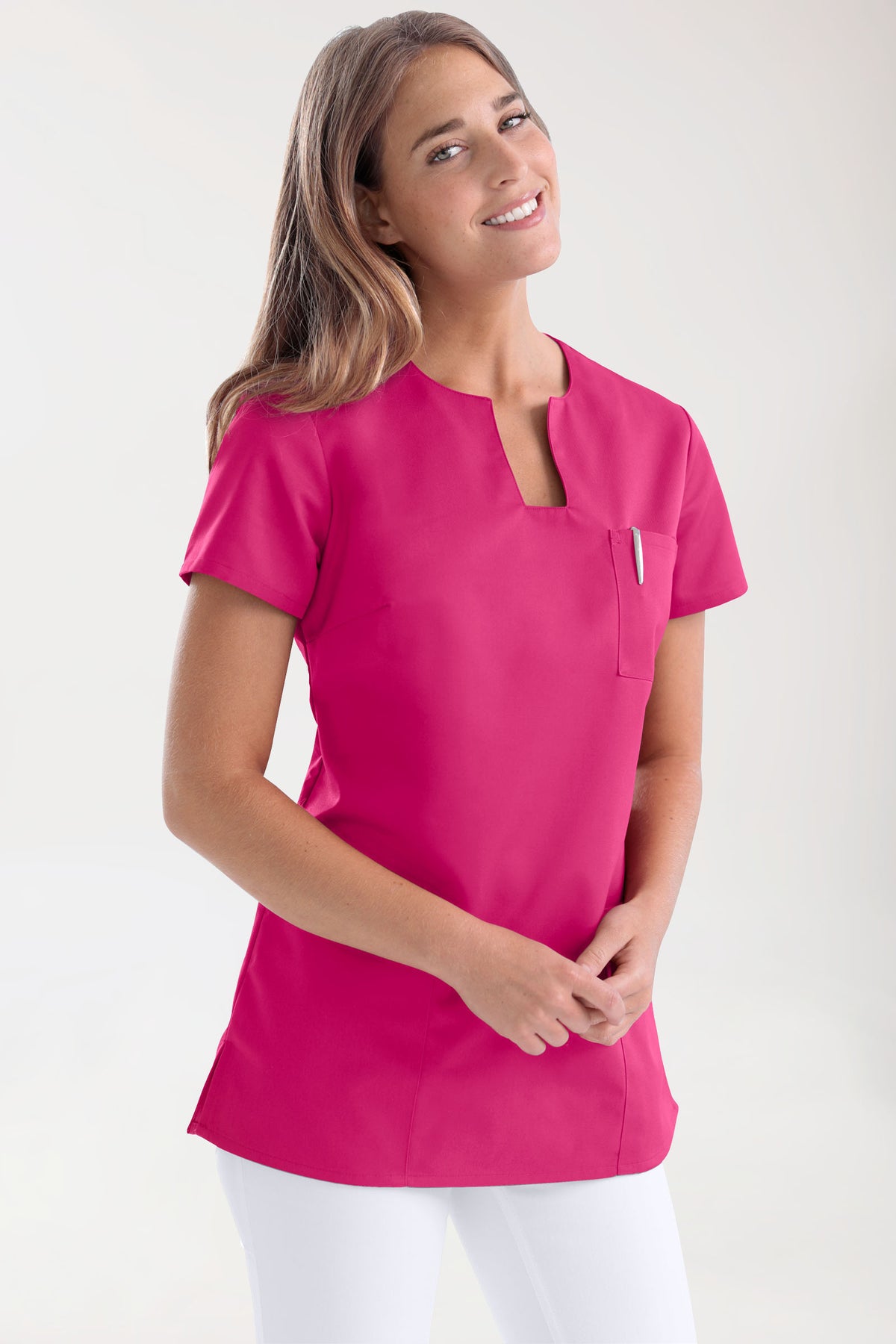 JUST STRONG oversteektuniek dames - hoekige hals pink, Voorzijde view 