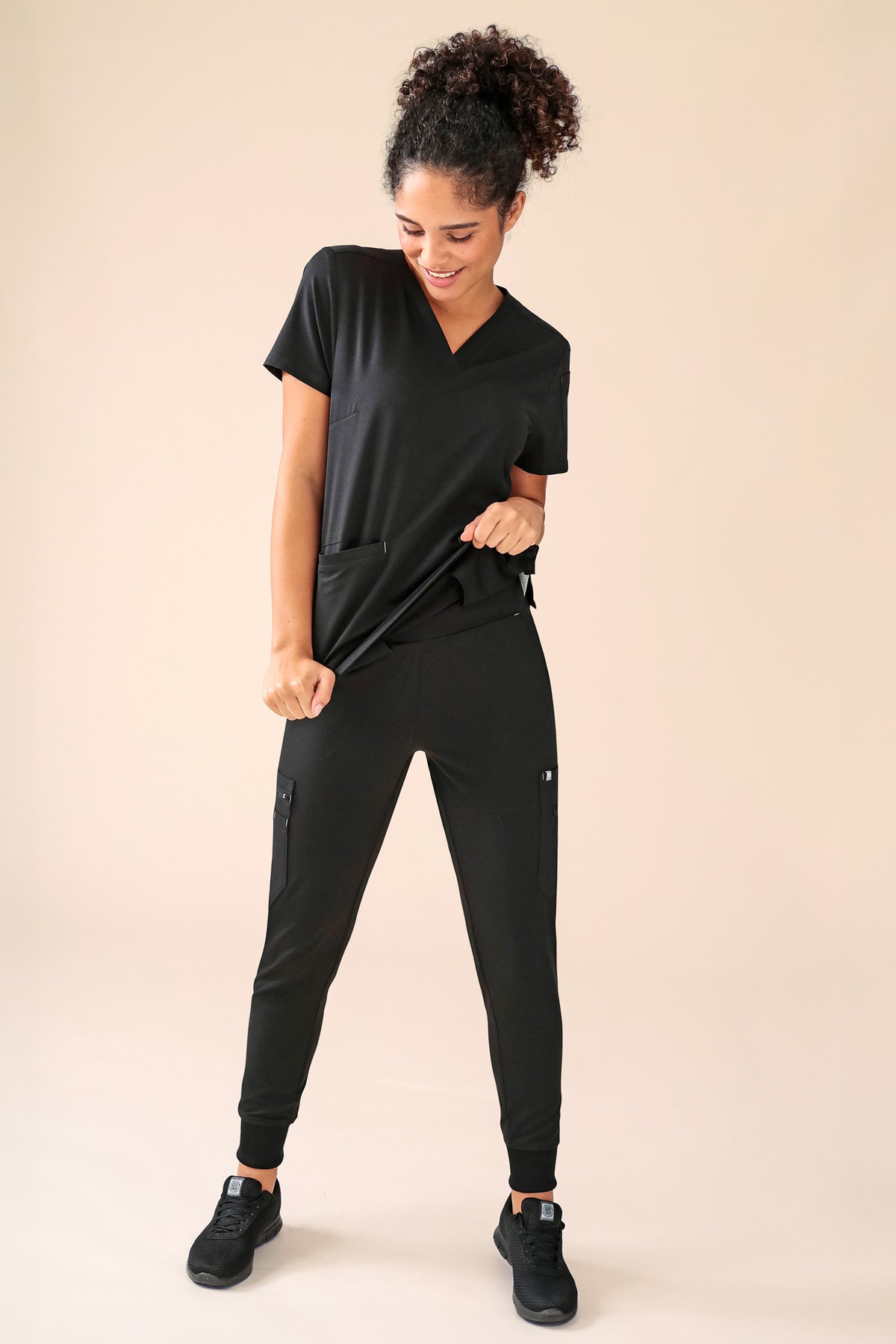 KAERE oversteektuniek dames -3-pack- V-hals zwart, Voorzijde view 