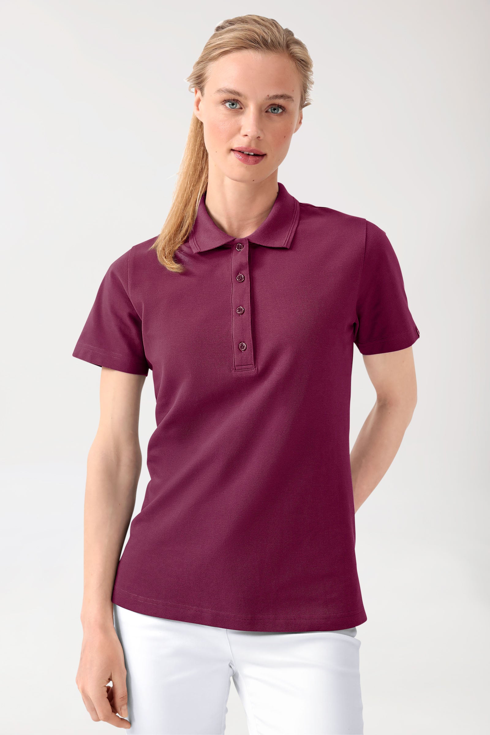 COMFY FLEX stretch shirt dames - polokraag berry