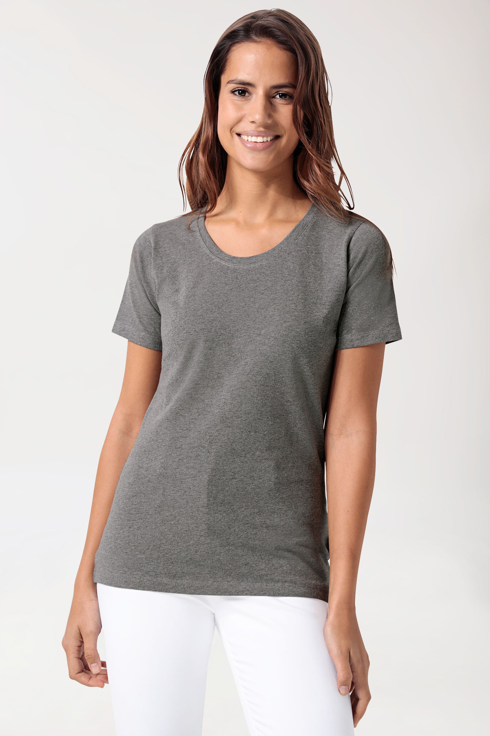 CORE shirt dames - ronde hals donkergrijs melange, Voorzijde view 