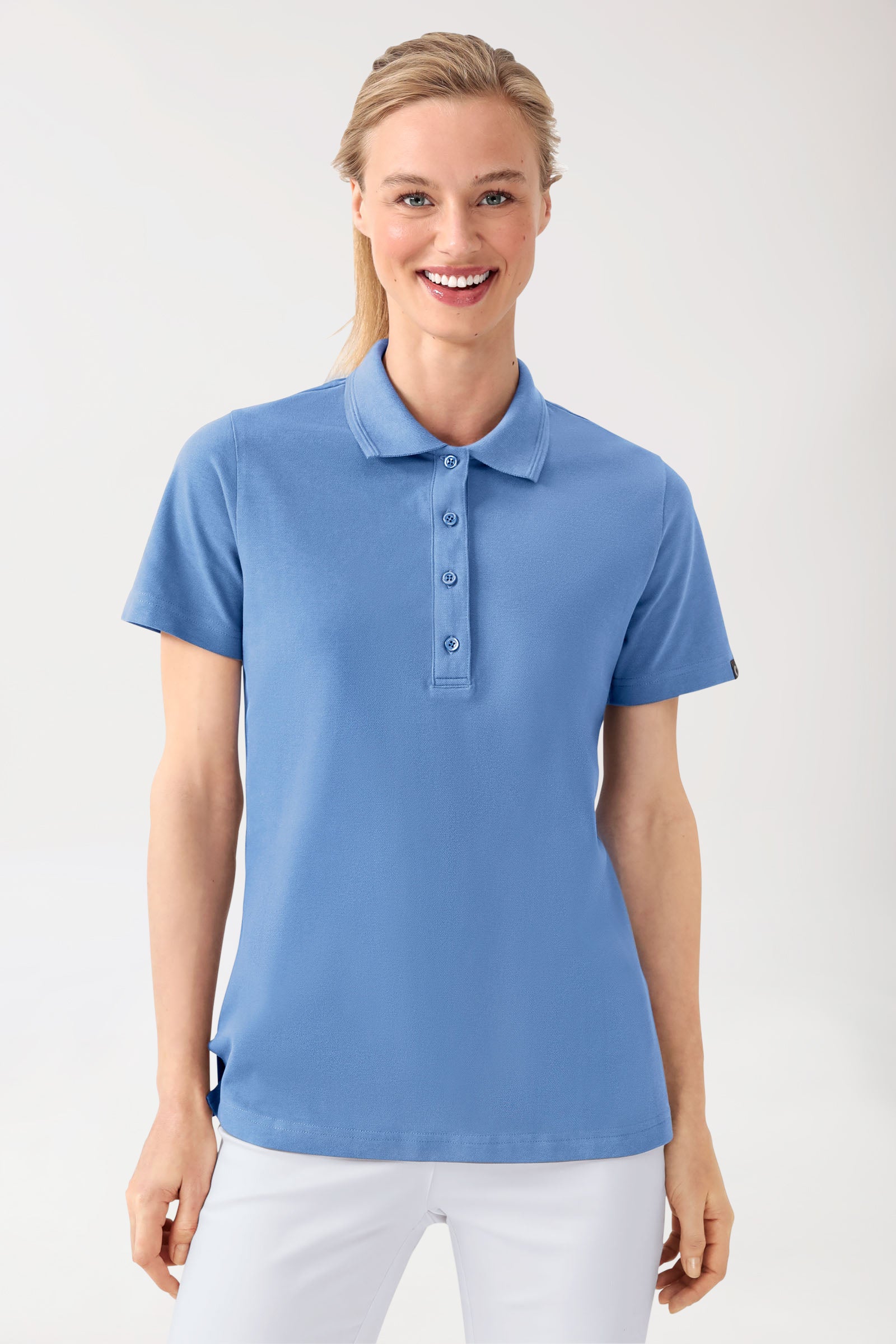 COMFY FLEX stretch shirt dames - polokraag hemelsblauw