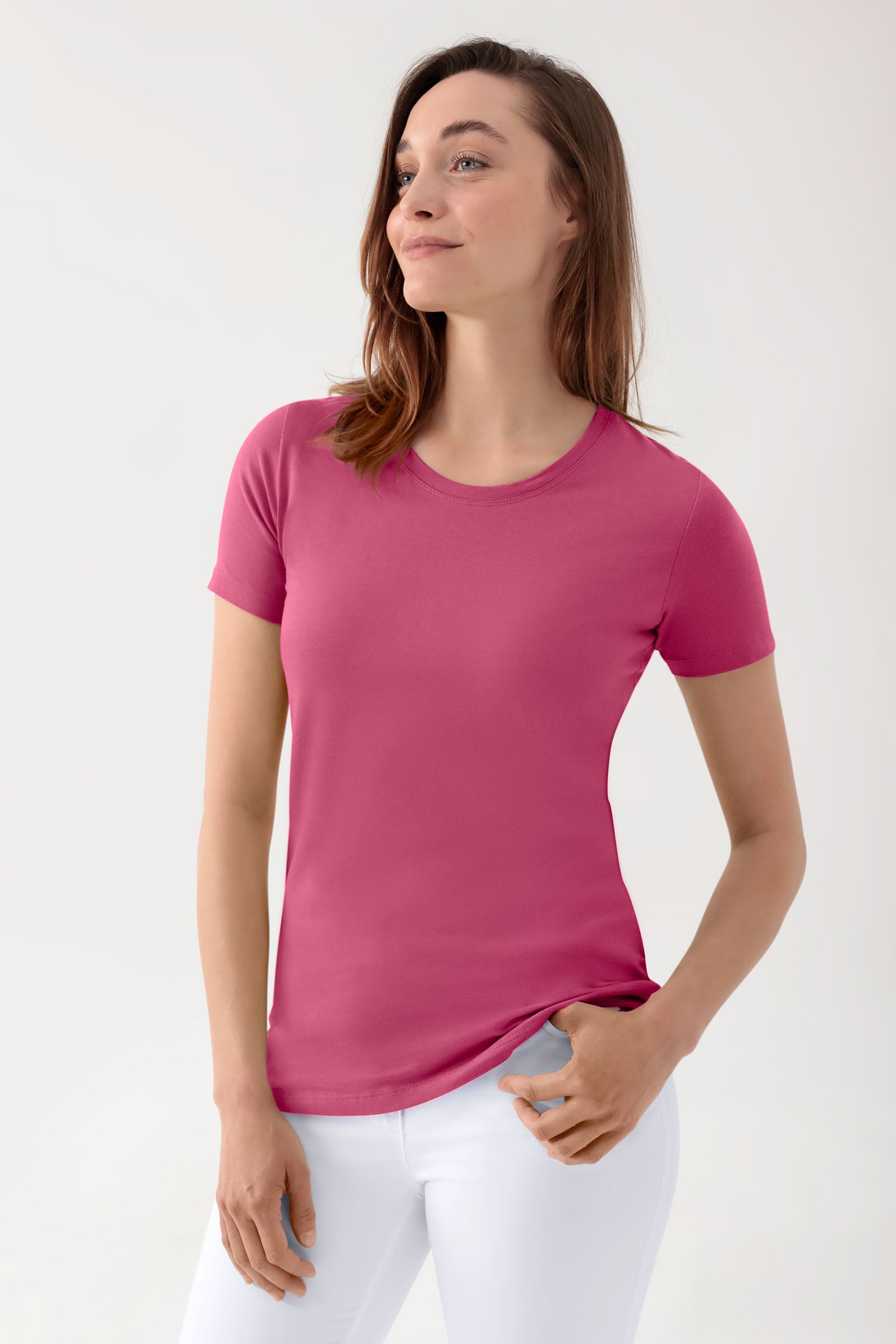 Dames longshirt 1/2-mouw oud rose, Voorzijde view 