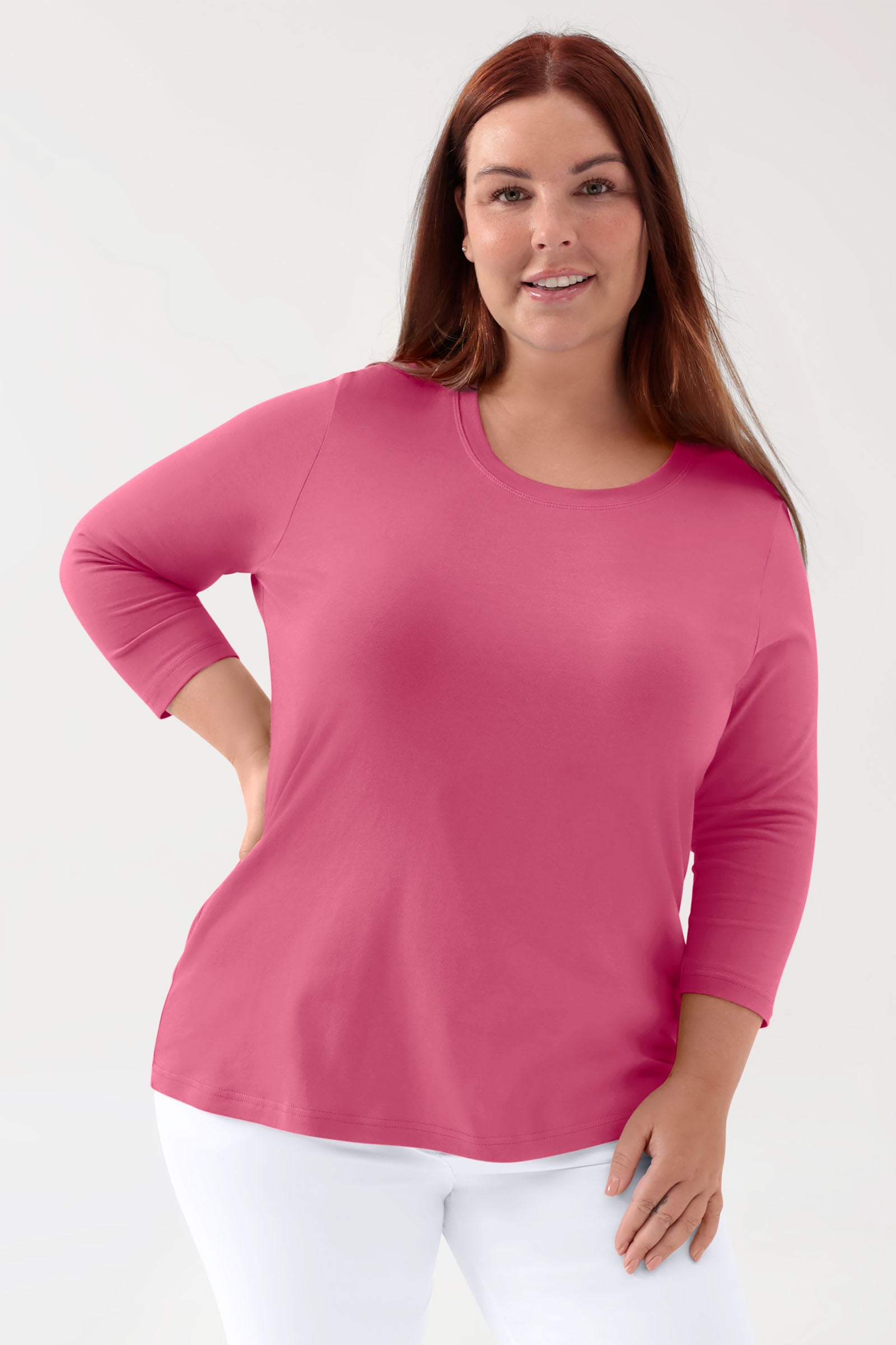 CORE shirt dames - 3/4 arm oud rose, Voorzijde view 
