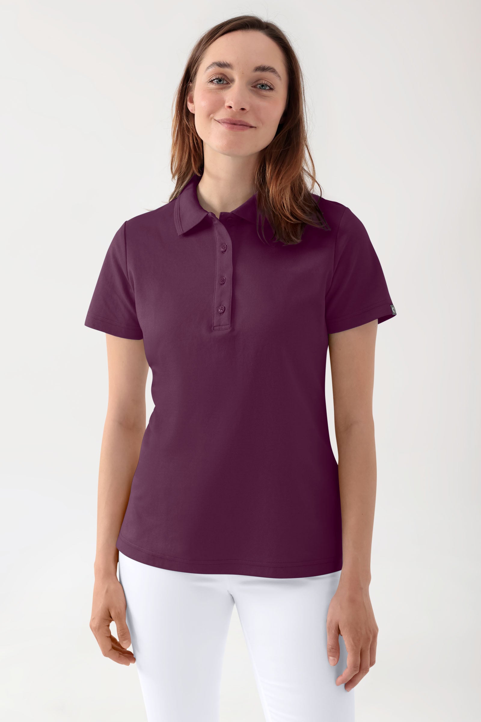COMFY FLEX stretch shirt dames - polokraag pruimen