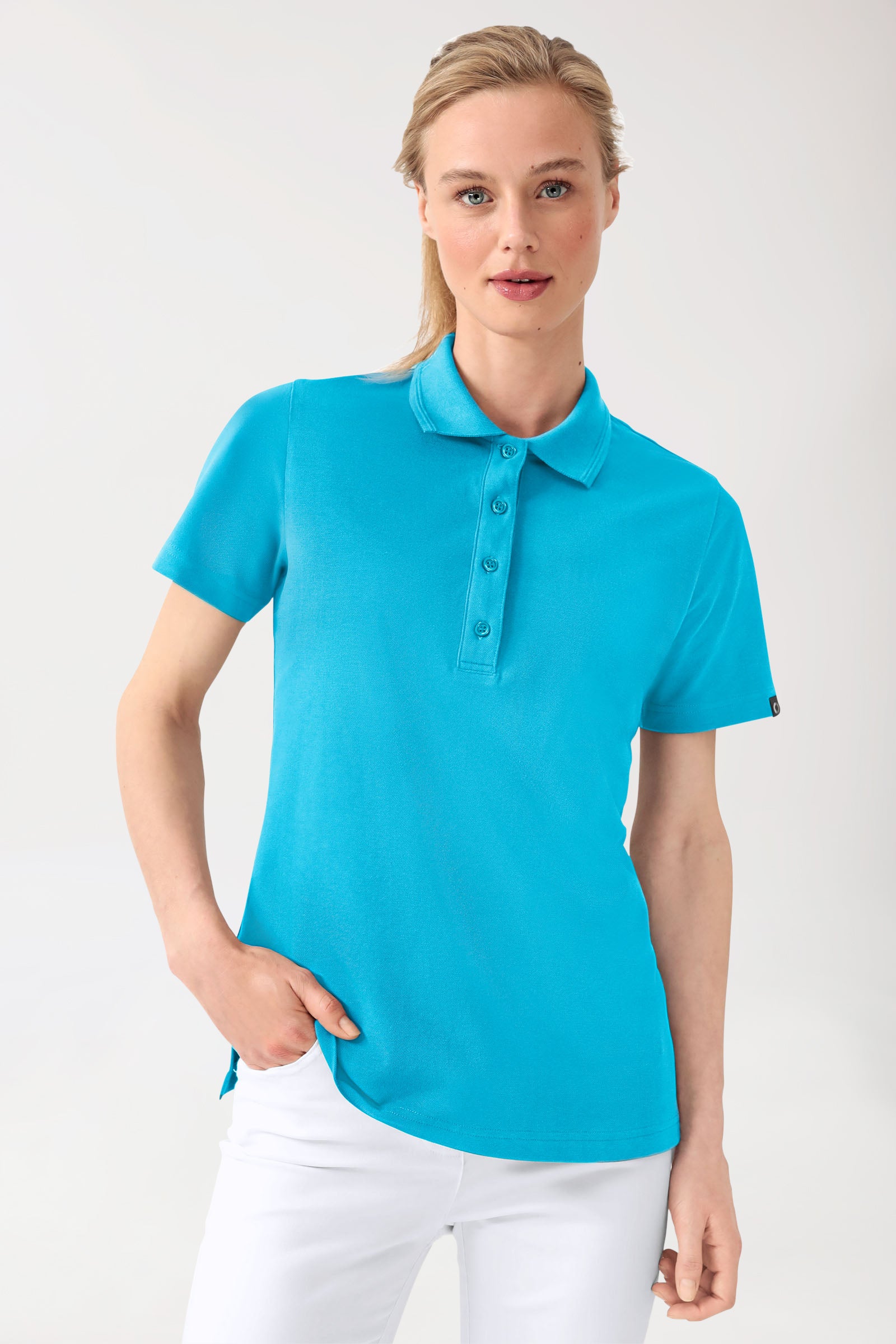 COMFY FLEX stretch shirt dames - polokraag turquoise