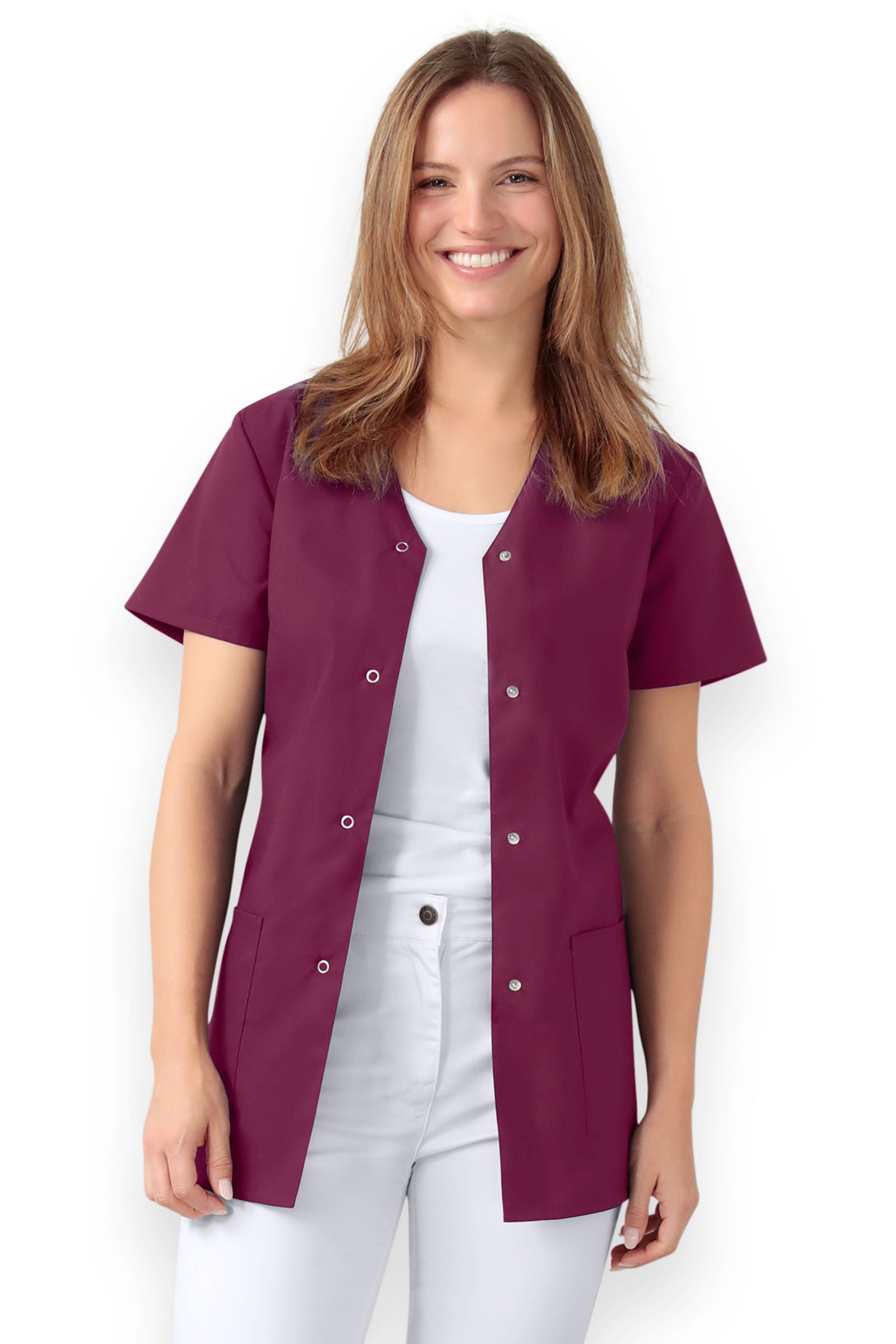 Stretch tuniek dames - met knoopsluiting berry