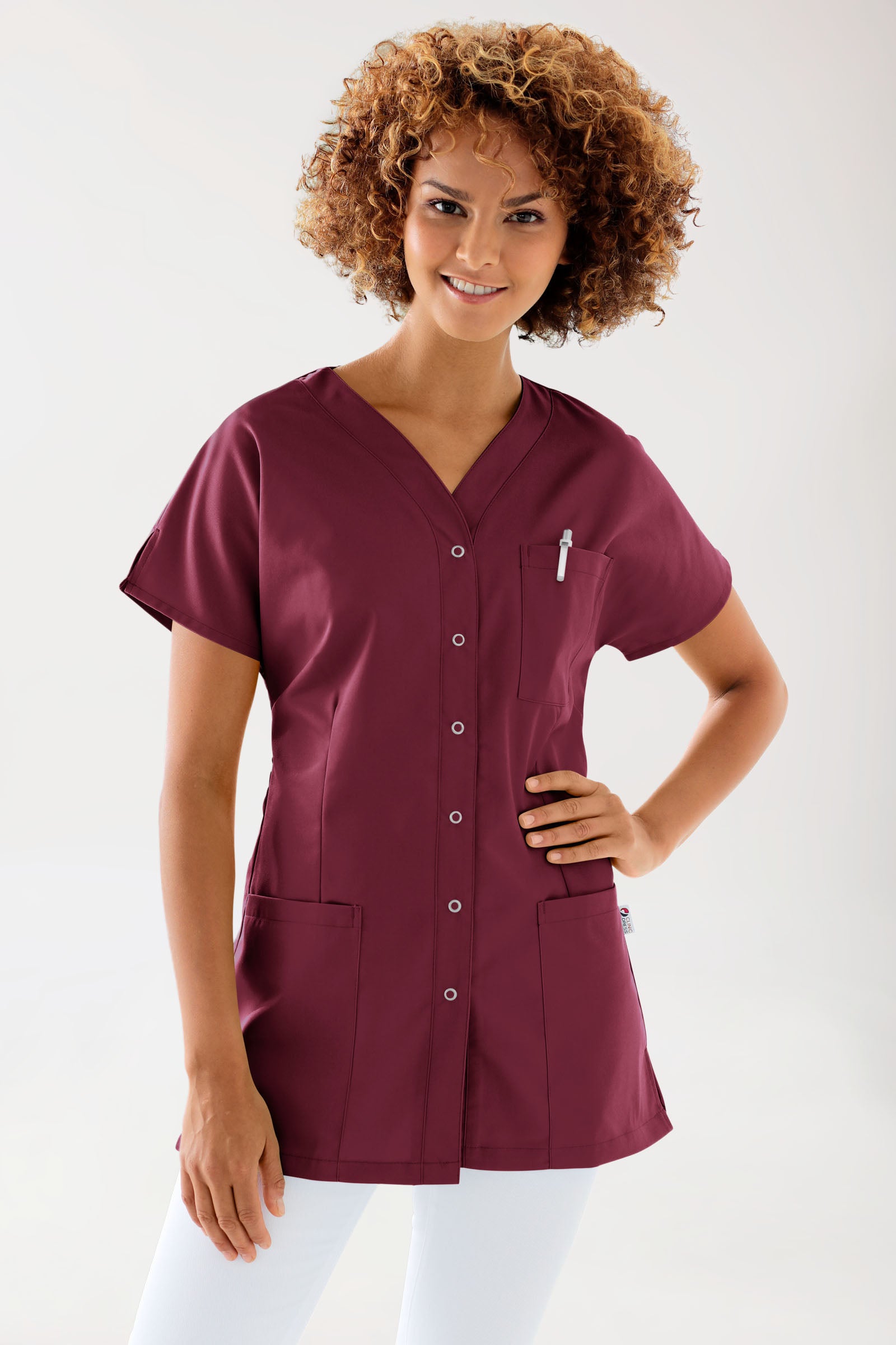 JUST STRONG tuniek dames - doorknoopsluiting bordeaux