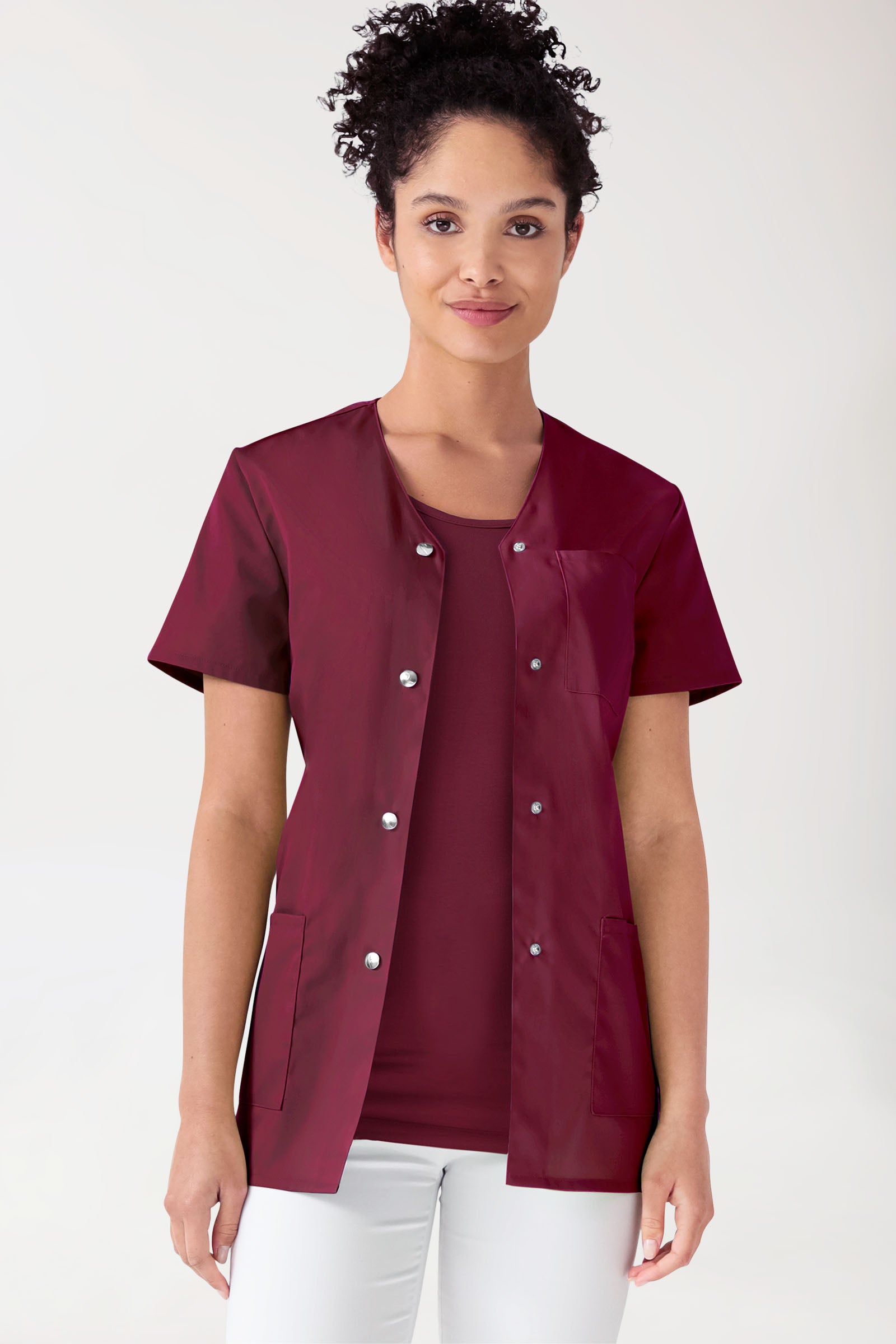 Beauty tuniek dames - met knoopsluiting bordeaux