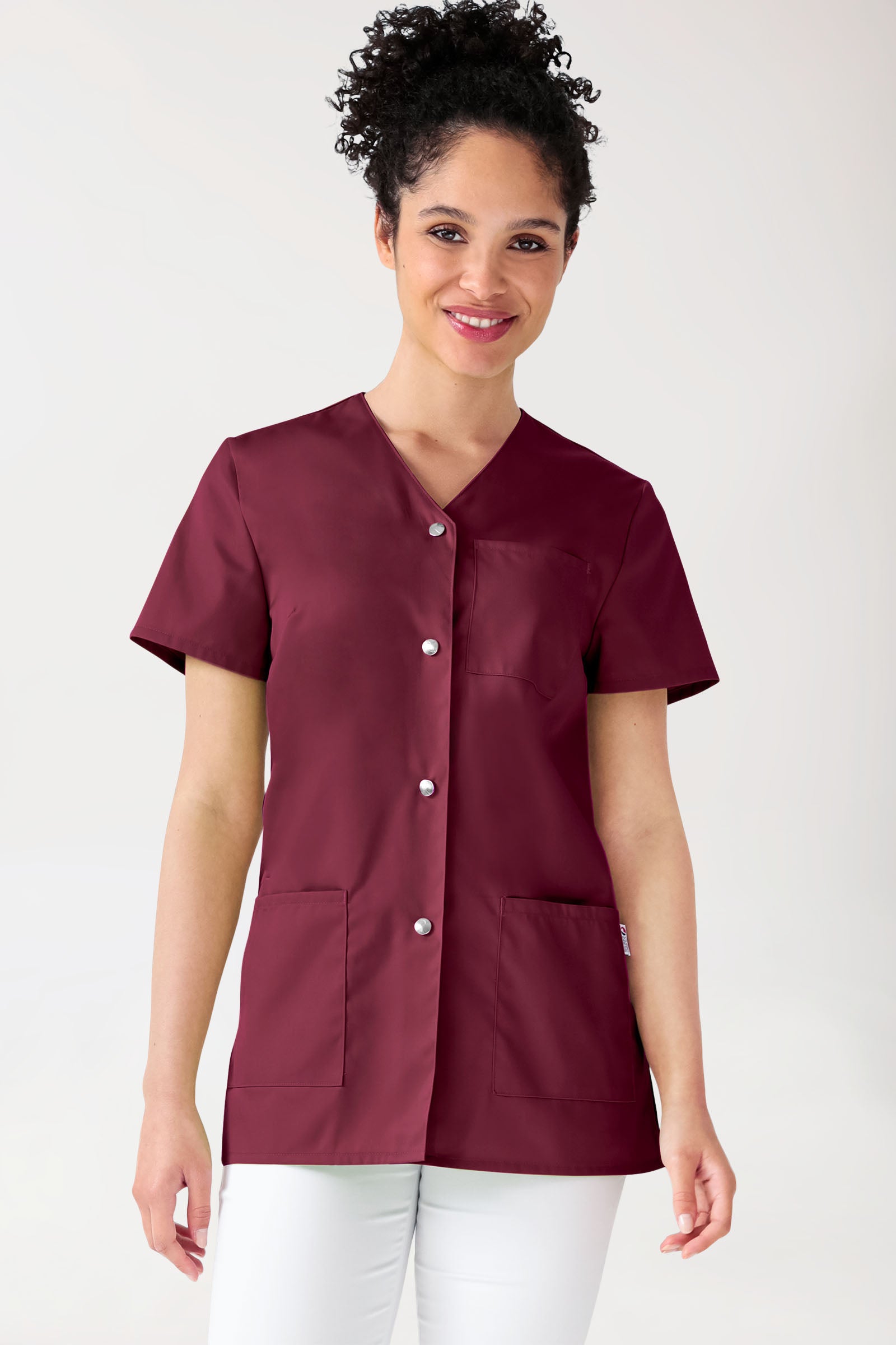 Beauty tuniek dames - met knoopsluiting bordeaux