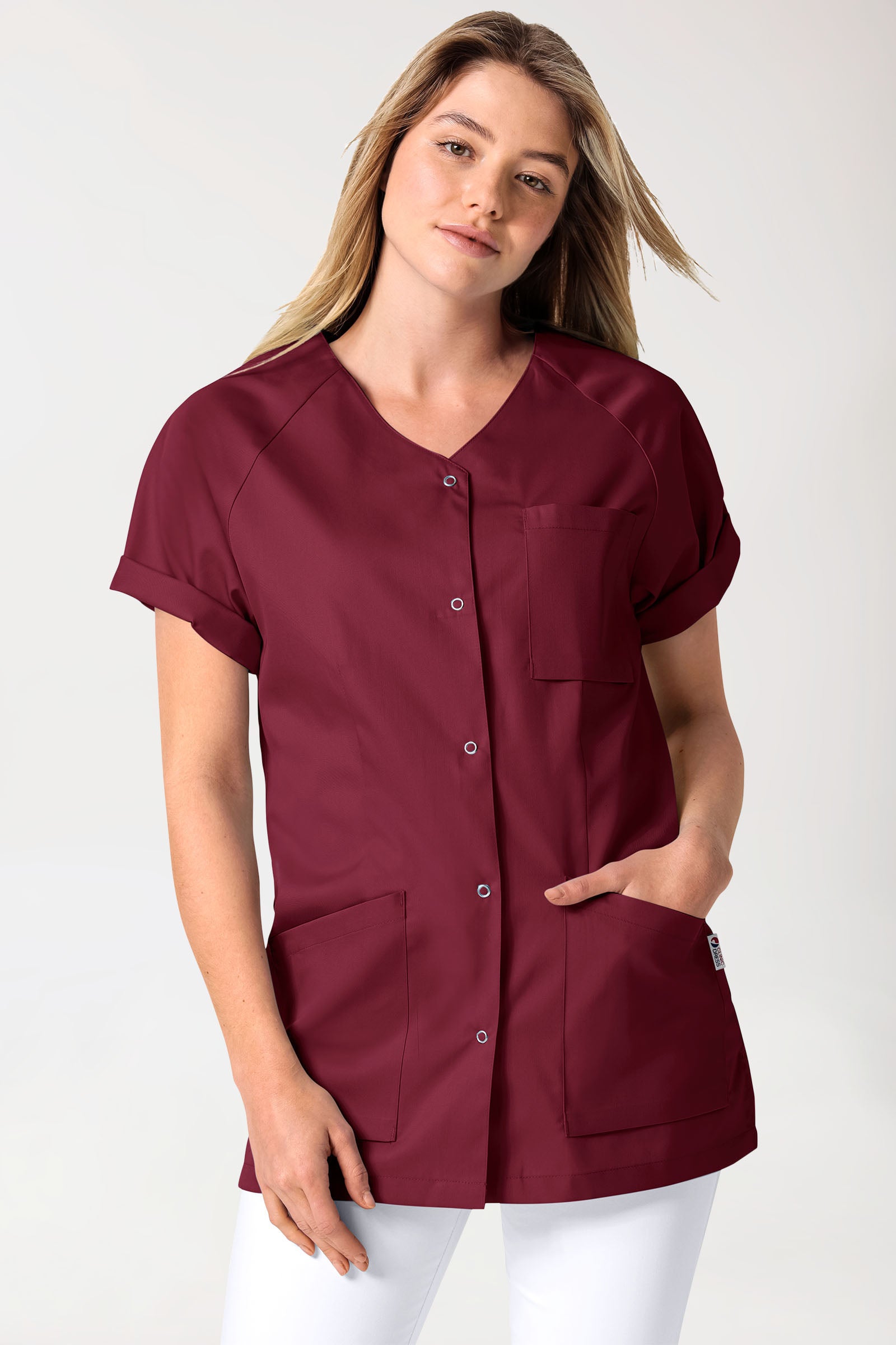 CORE tuniek dames - doorknoopsluiting bordeaux