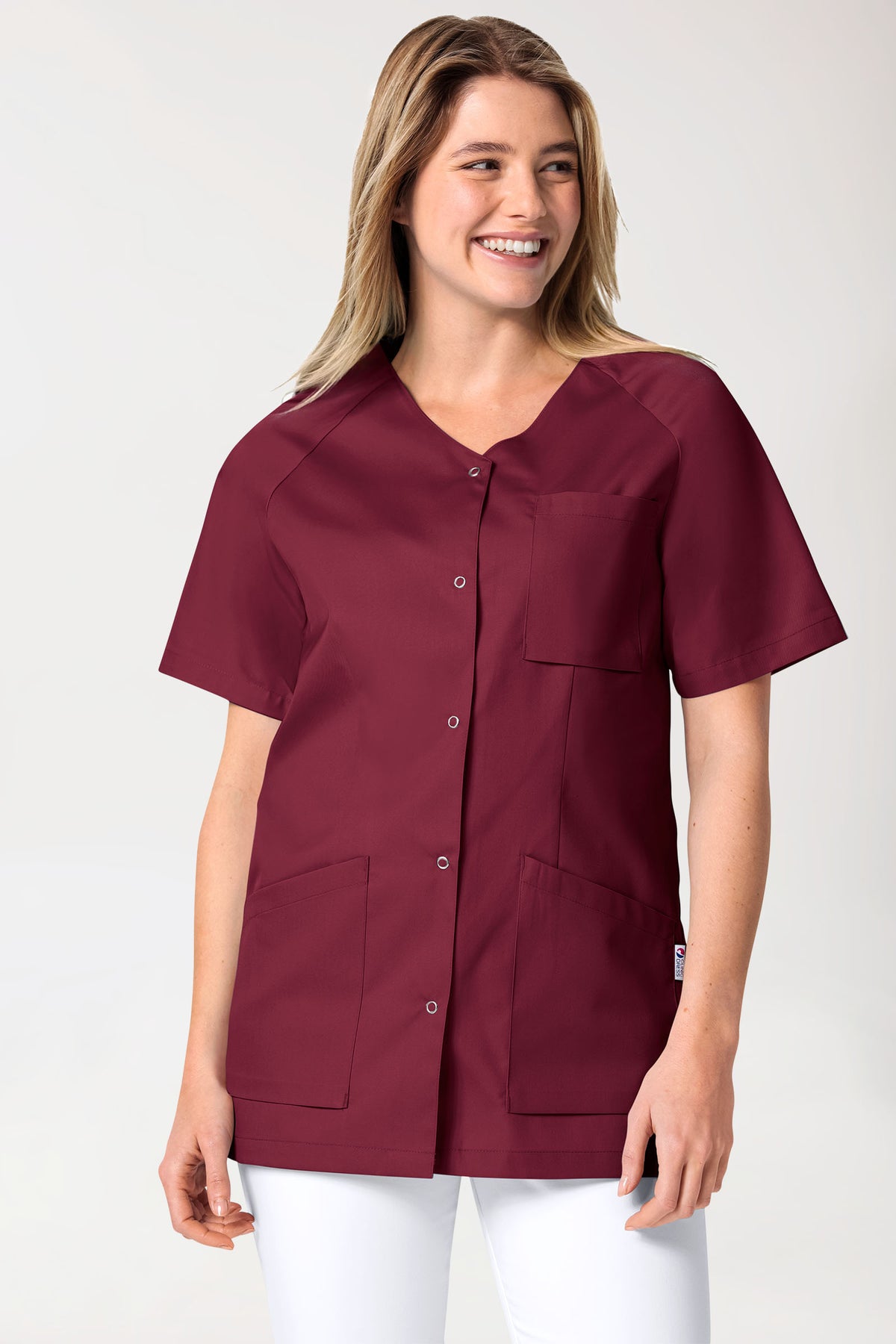 CORE tuniek dames - doorknoopsluiting bordeaux, Voorzijde view 