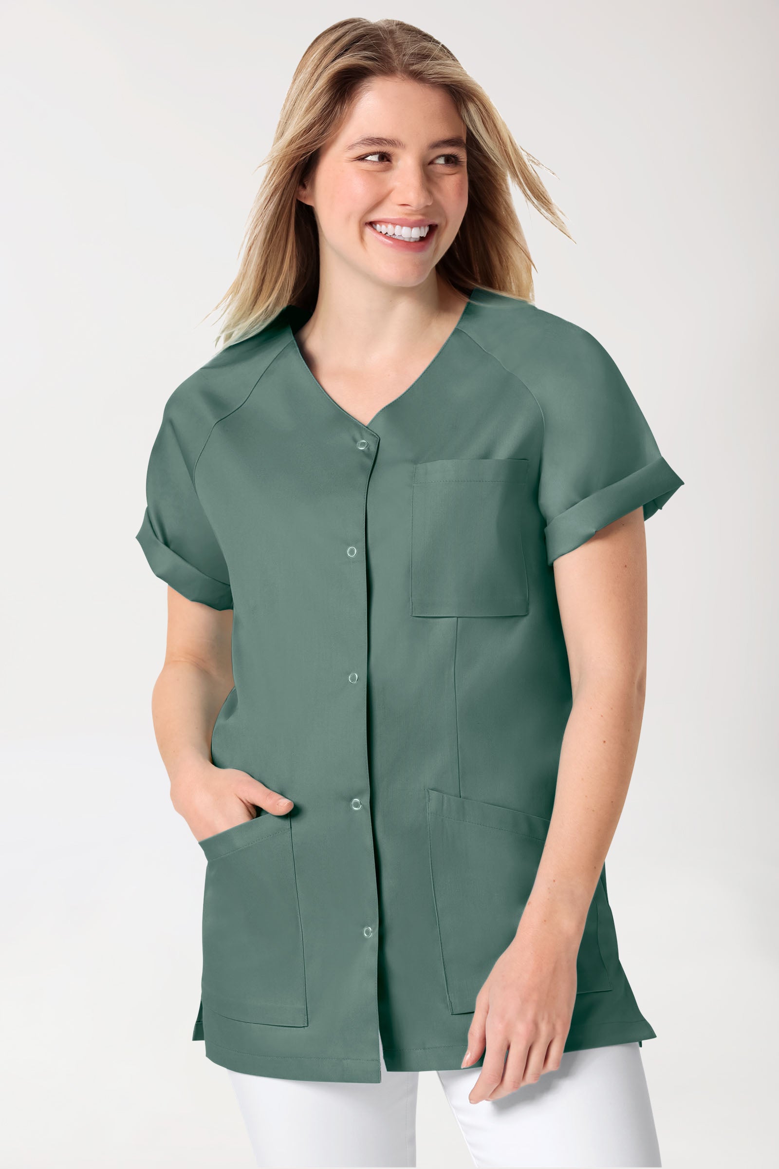 CORE tuniek dames - doorknoopsluiting donkergroen