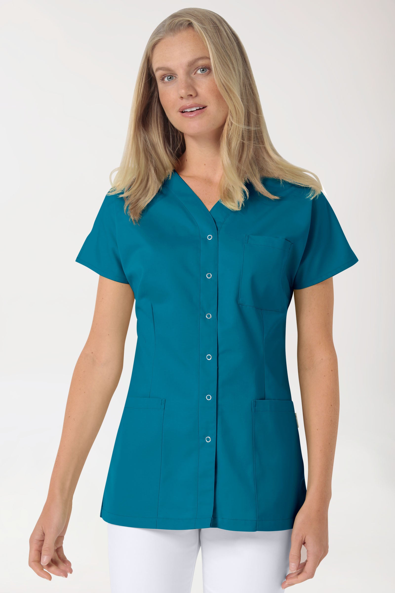 JUST STRONG tuniek dames - doorknoopsluiting petrol