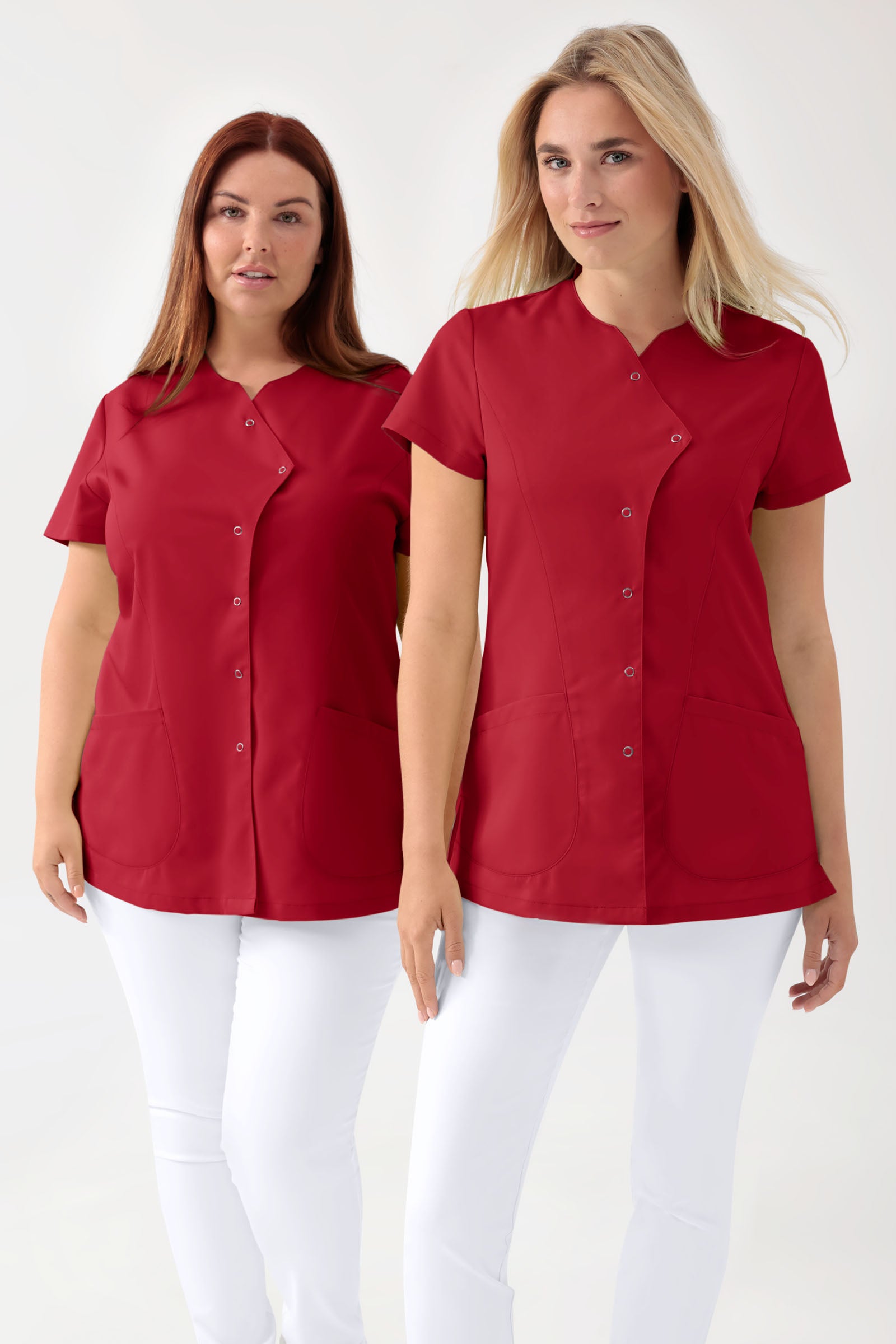 GREEN Stretch tuniek dames - asymetrische knoopsluiting rood, Voorzijde view 