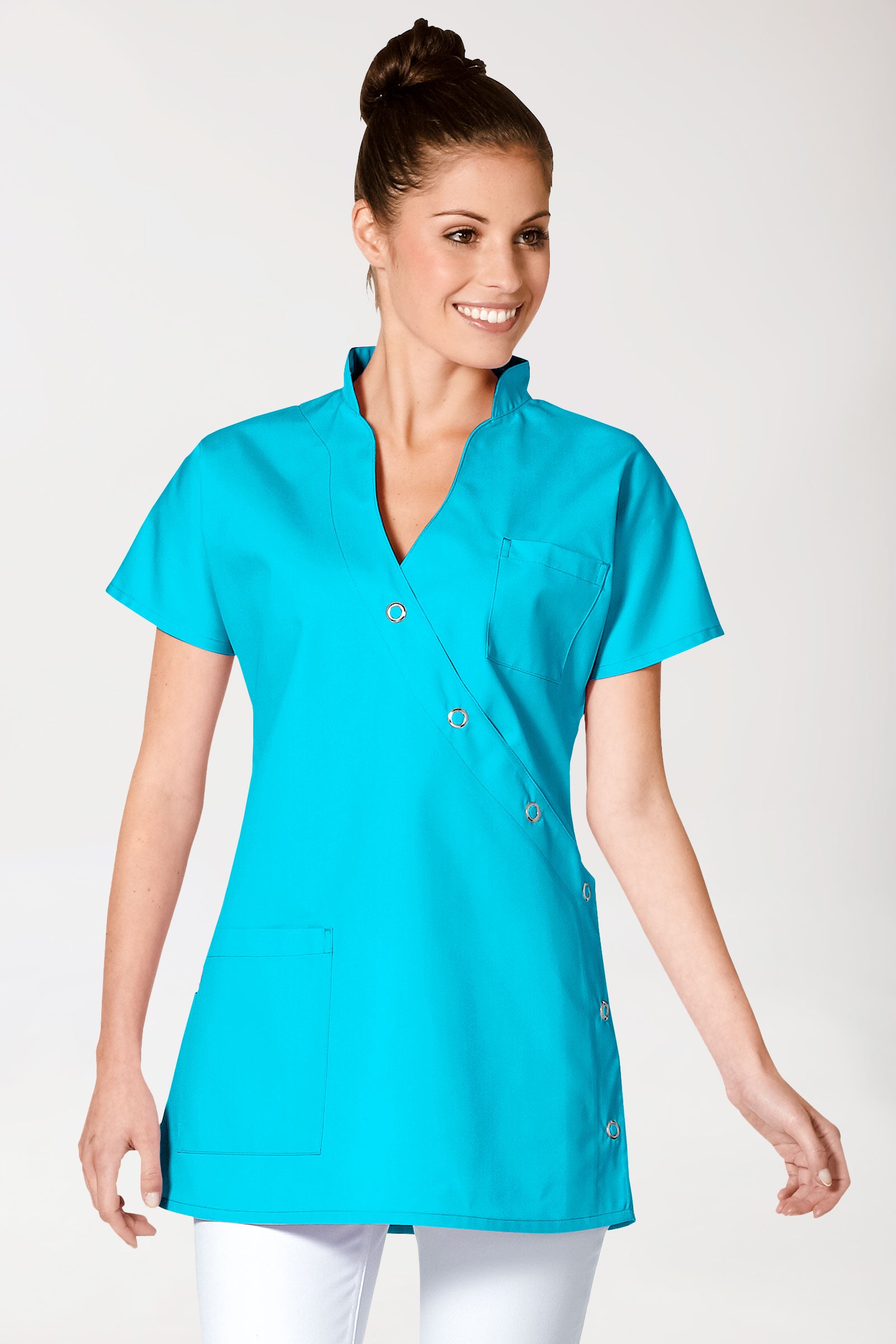 JUST STRONG tuniek dames - drukknoopsluiting turquoise
