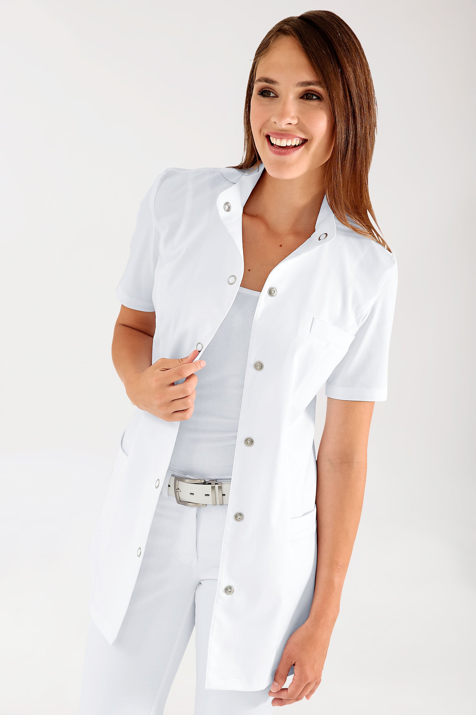 Beauty tuniek dames - opstaande kraag wit