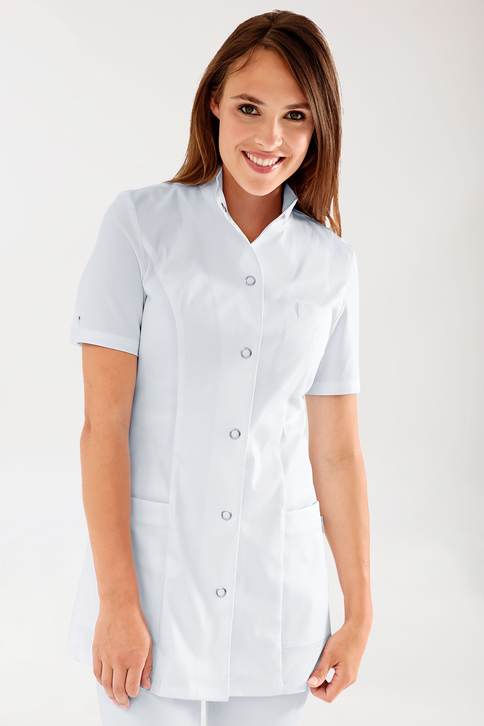 Beauty tuniek dames - opstaande kraag wit