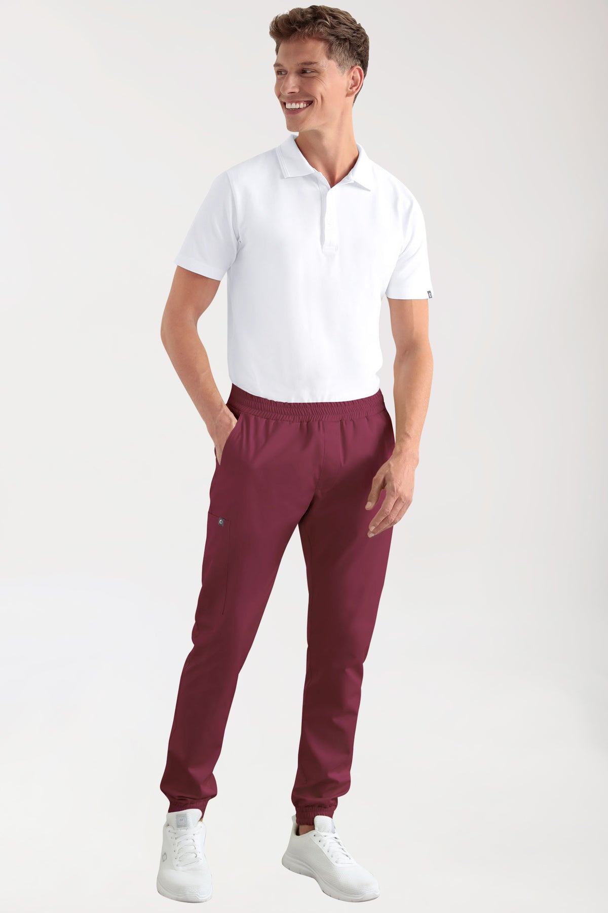 CORE cargo broek heren- joggingbroek style bordeaux, Voorzijde view 