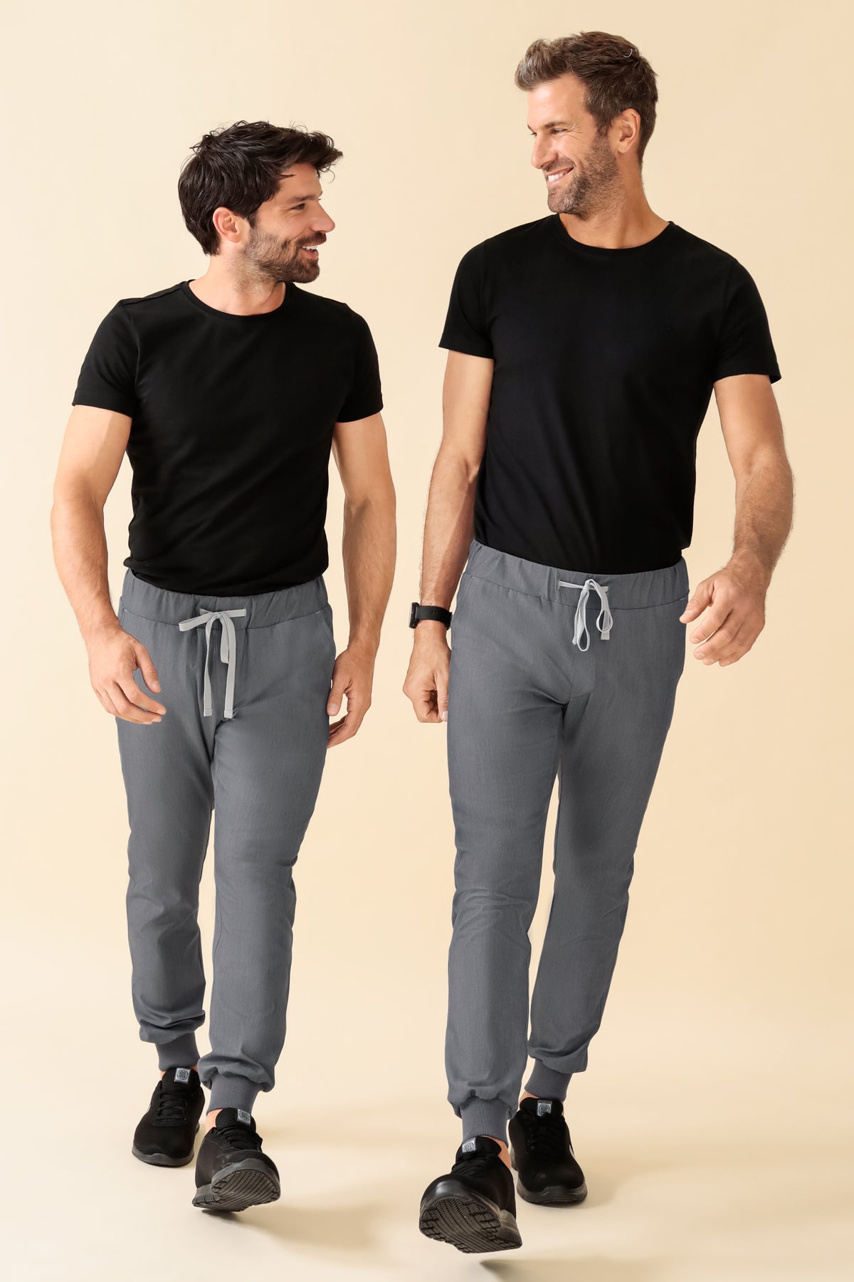 KAERE broek heren - zoom met elastische boord zonder beenzak grijs melange