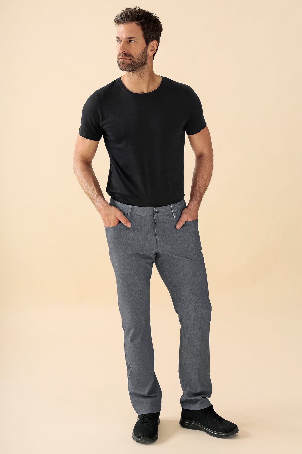 KAERE herenbroek - 5-pocket grijs melange