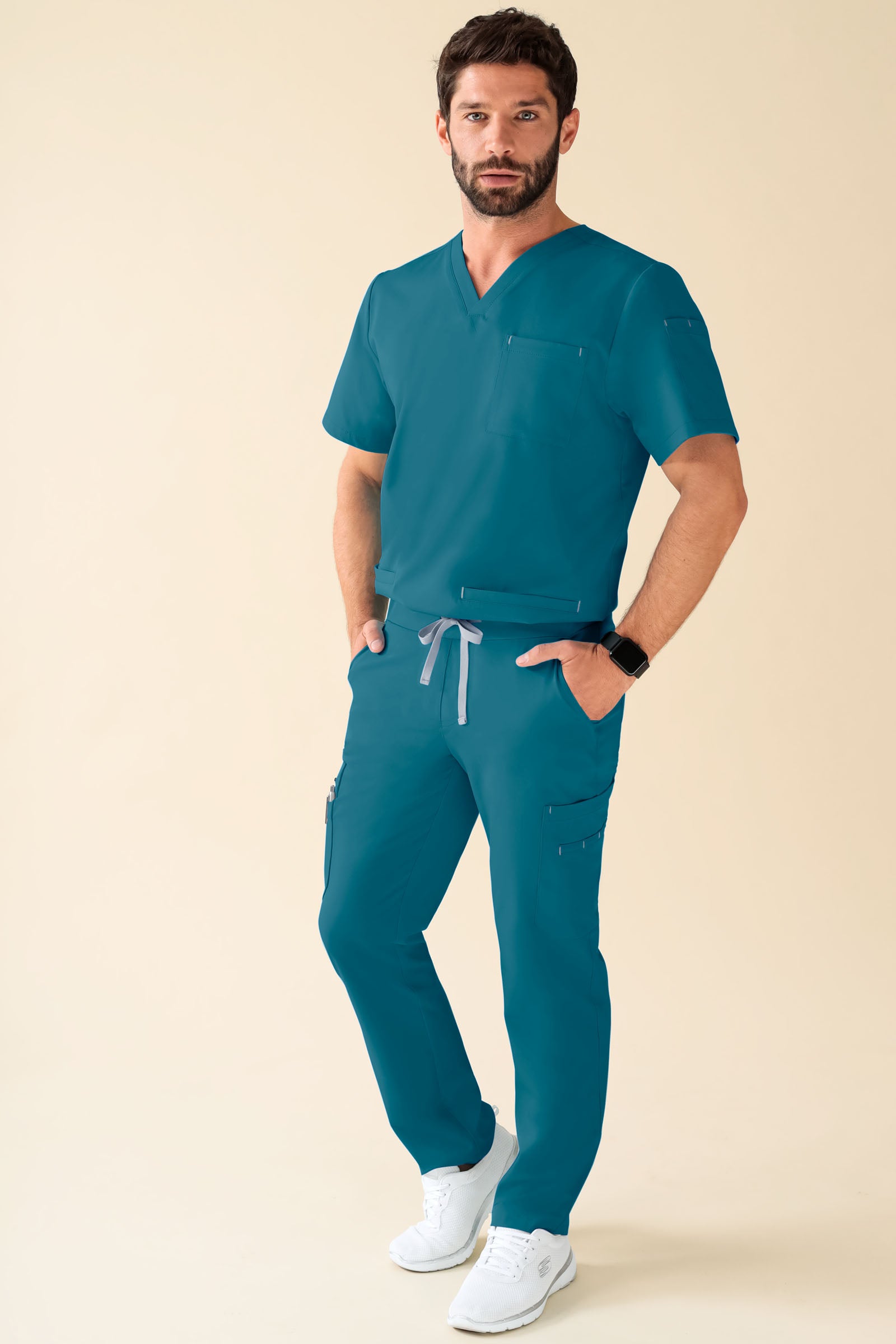 KAERE broek heren - korte maat met beenzak petrol