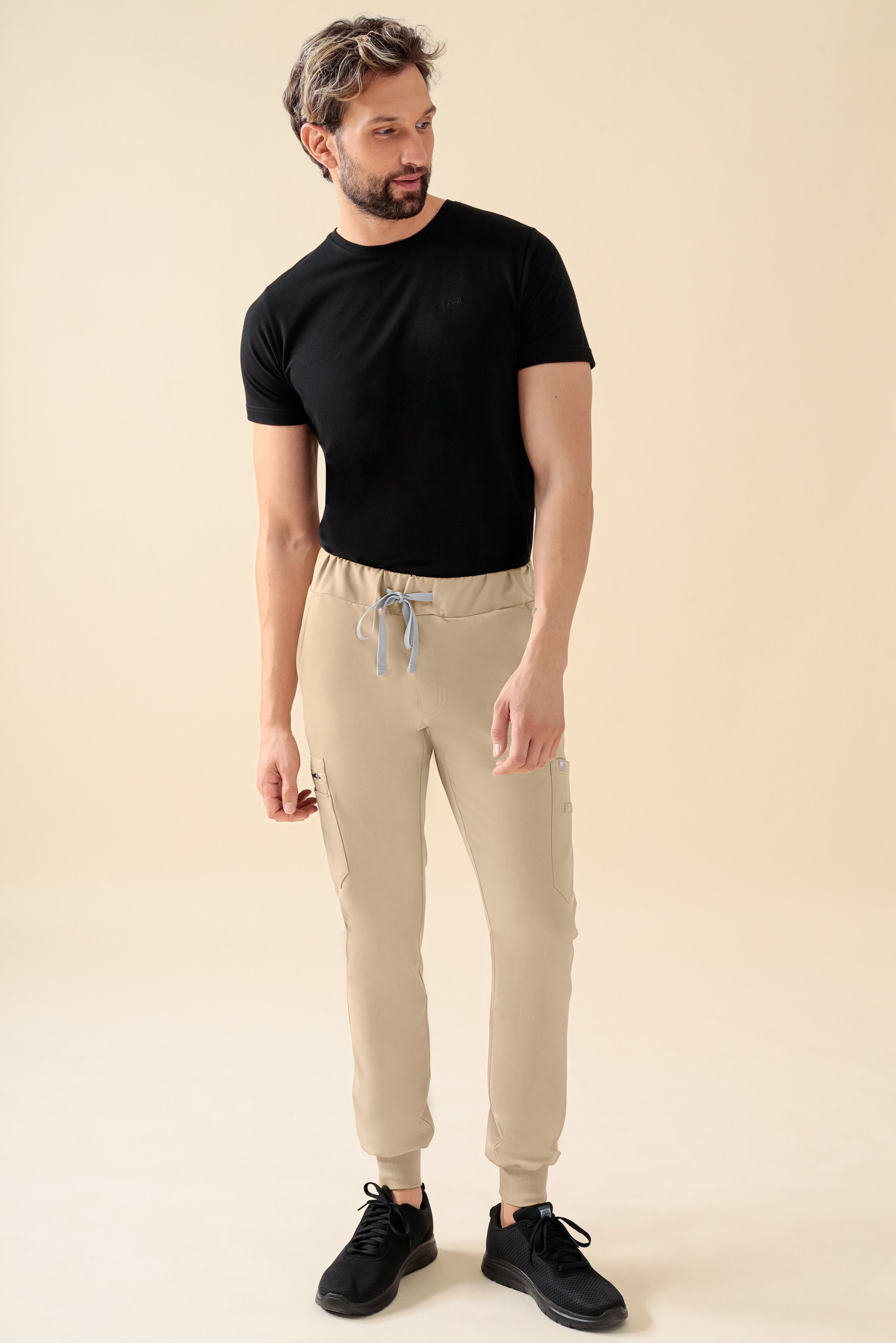 KAERE broek heren - zoom met elastische boord en beenzak zand