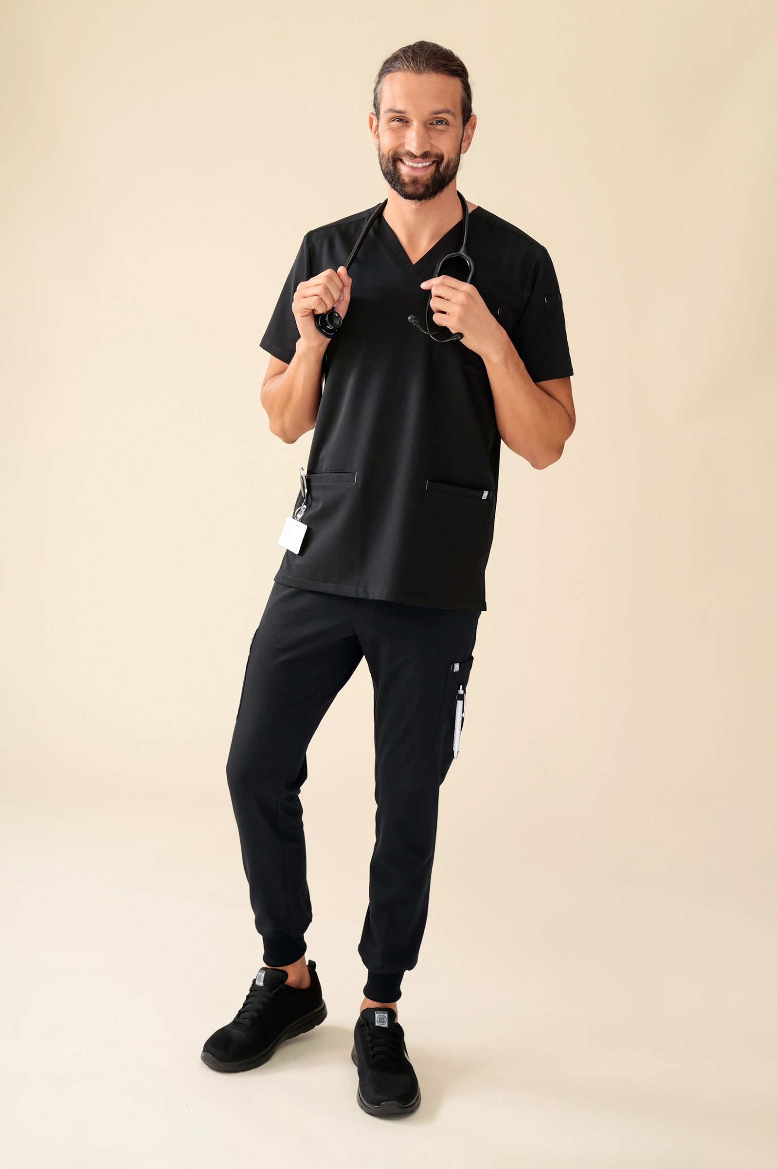 KAERE broek heren - zoom met elastische boord en beenzak zwart