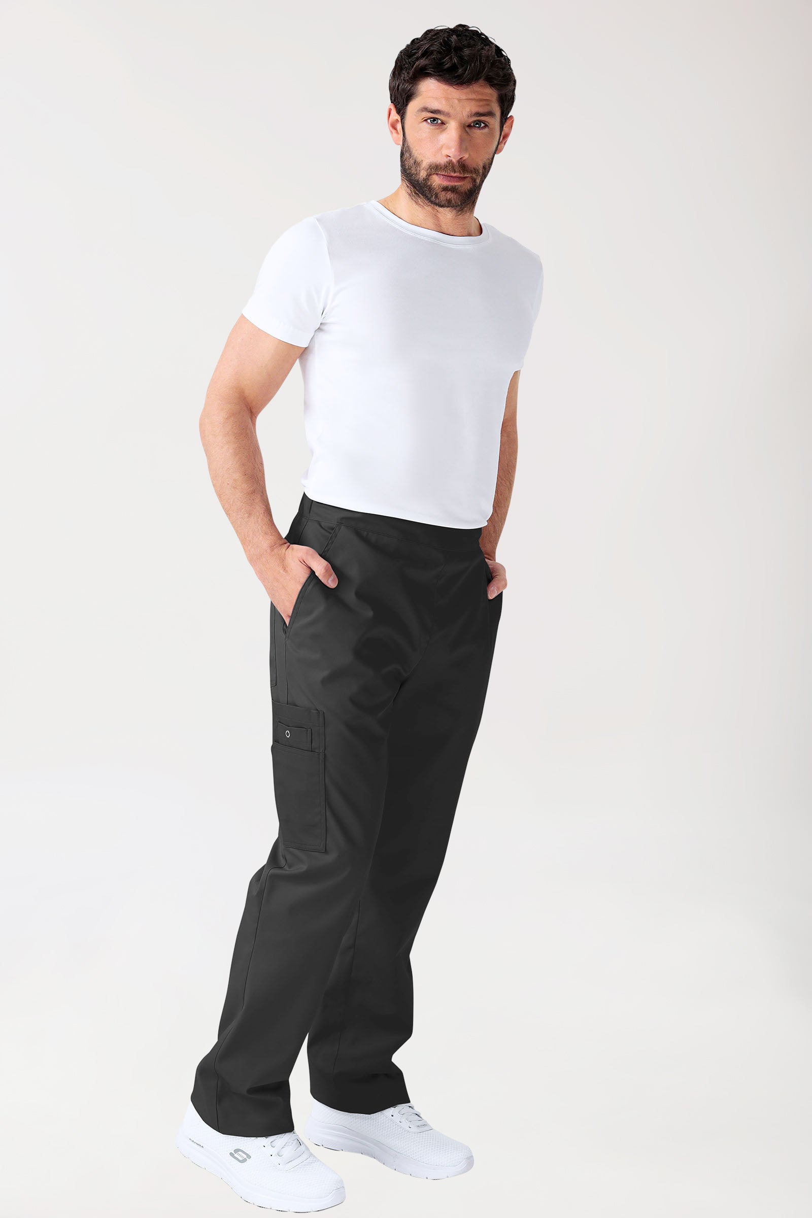 CLINIC STRETCH broek uniseks - met beenzak korte maat zwart