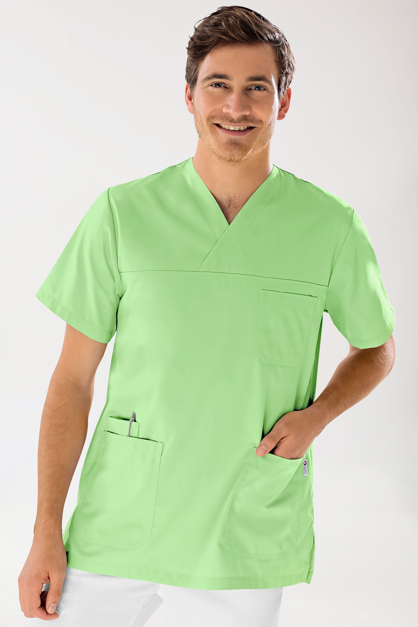 GREEN oversteektuniek heren - V-hals appelgroen