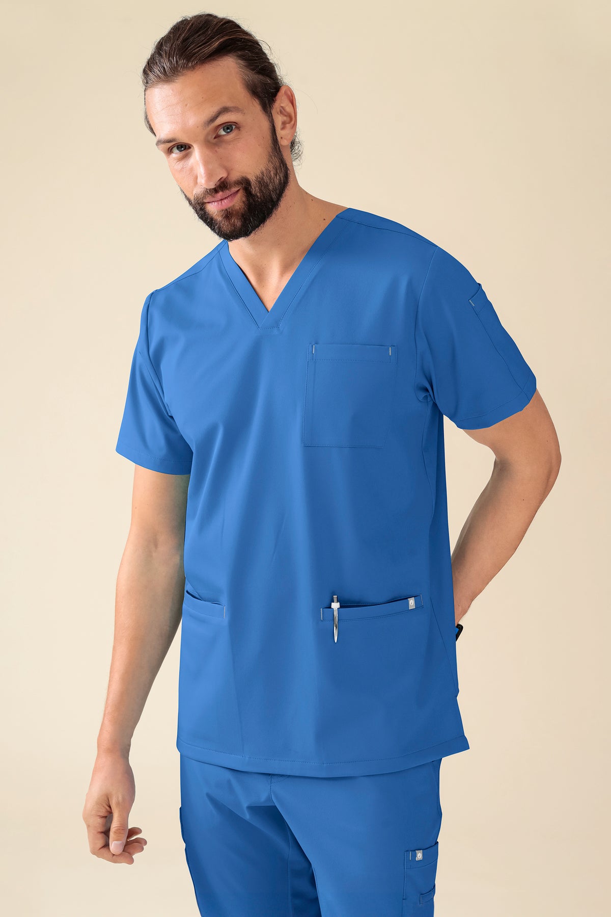 KAERE oversteektuniek heren - V-hals blauw