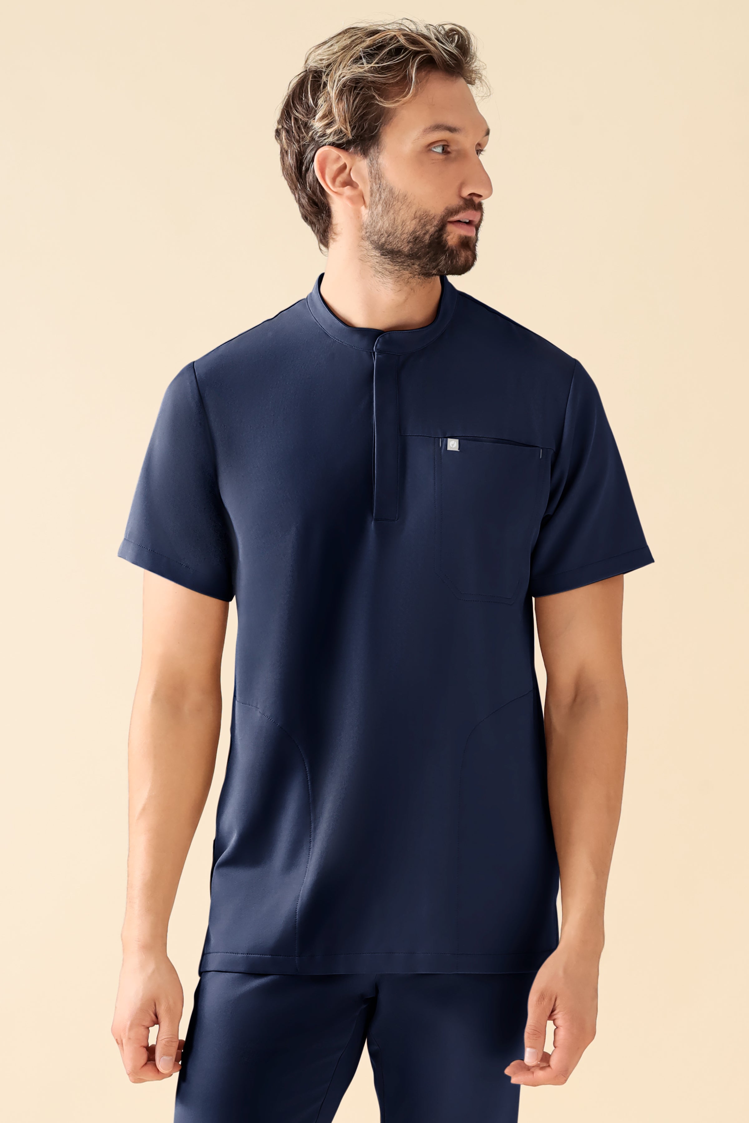 KAERE heren oversteektuniek - opstaande kraag navy